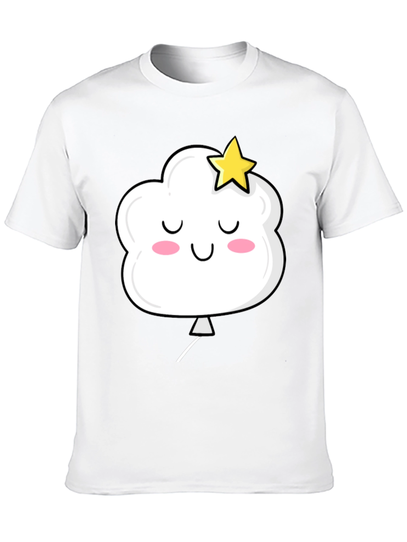 Cute Cloud and Star Graphic Black T-Shirt