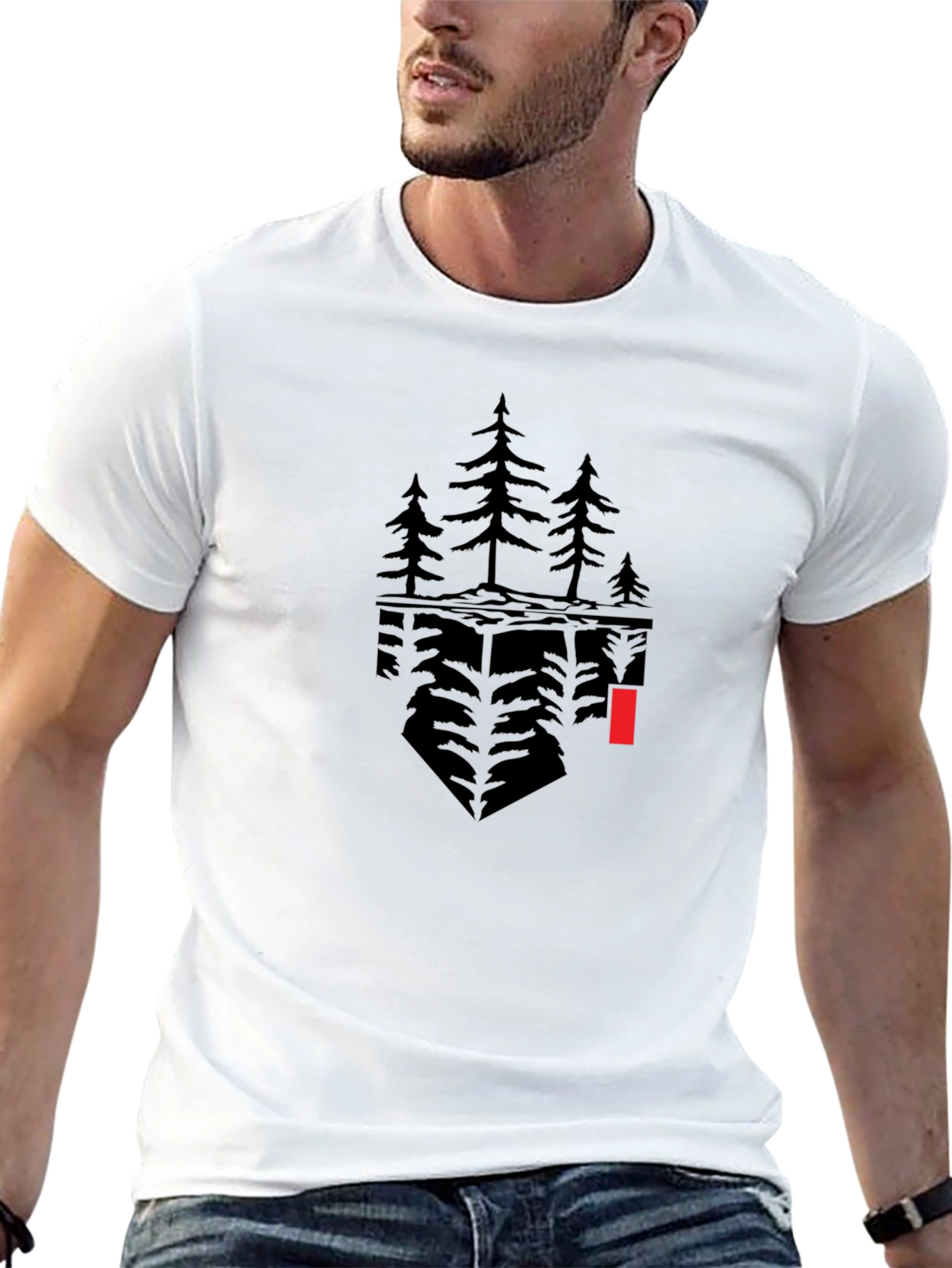 Abstract Tree Graphic Black T-Shirt