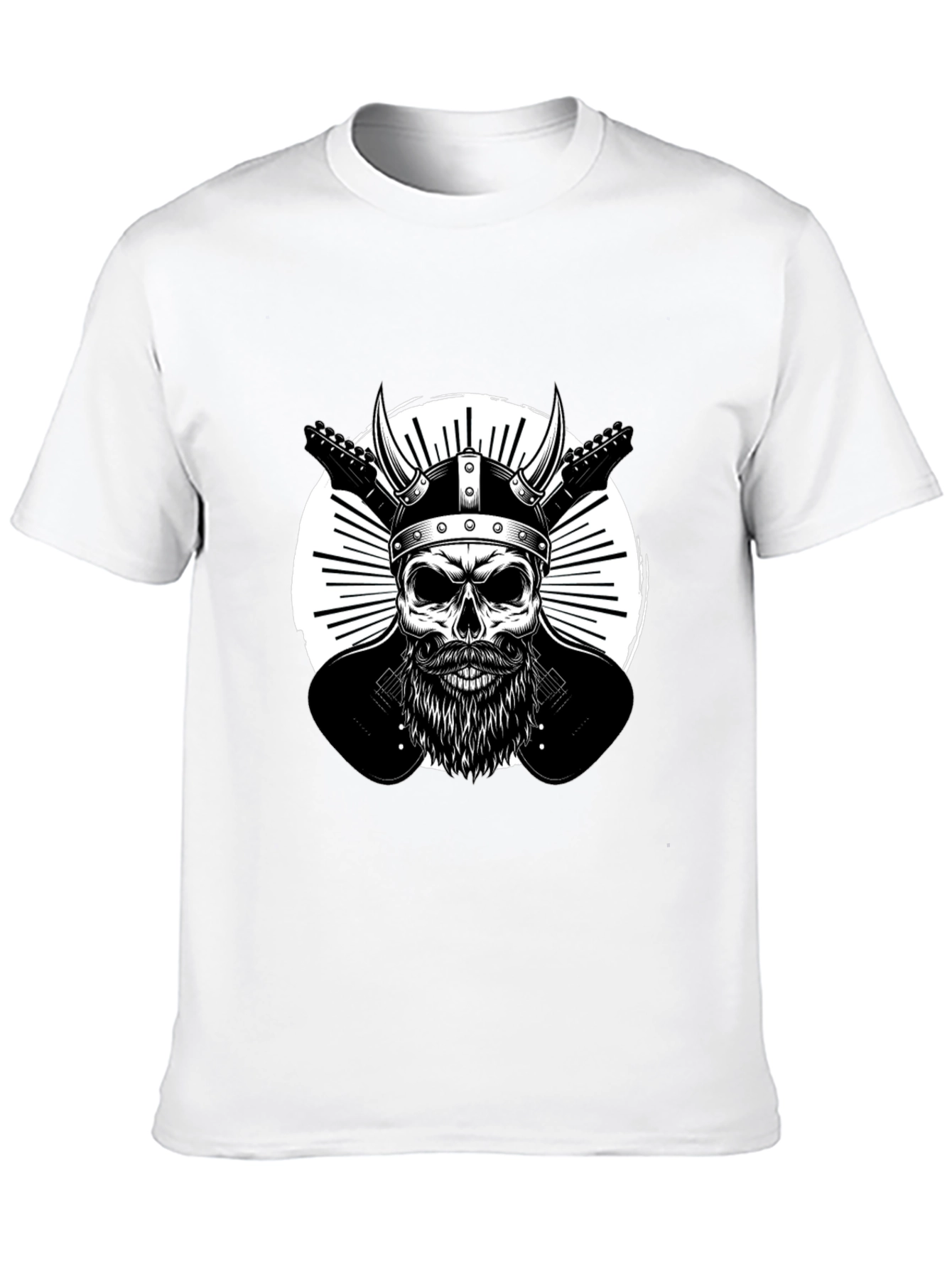 Viking Skull & Guitars Graphic T-Shirt