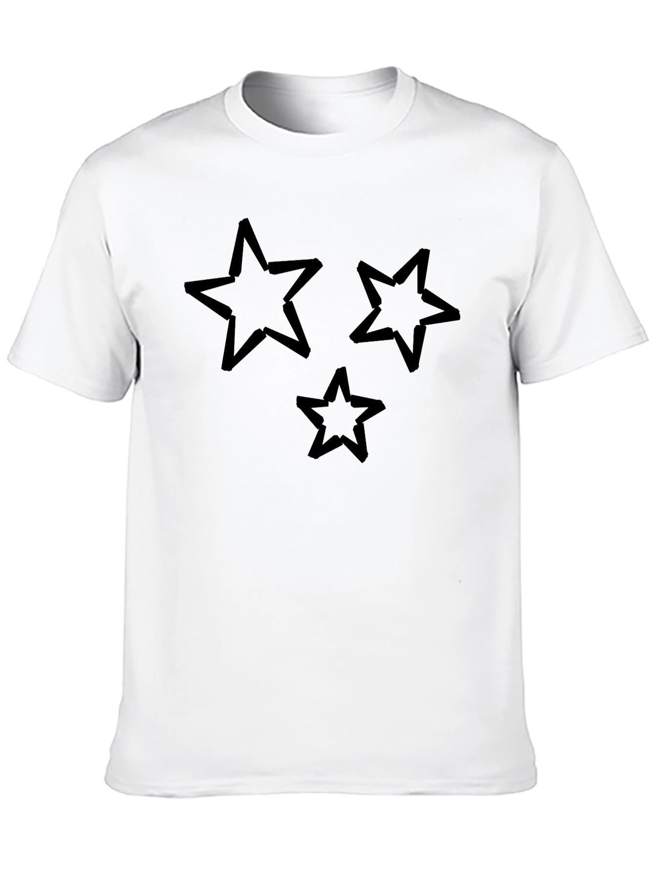 Trendy Three Star Graphic Black T-Shirt
