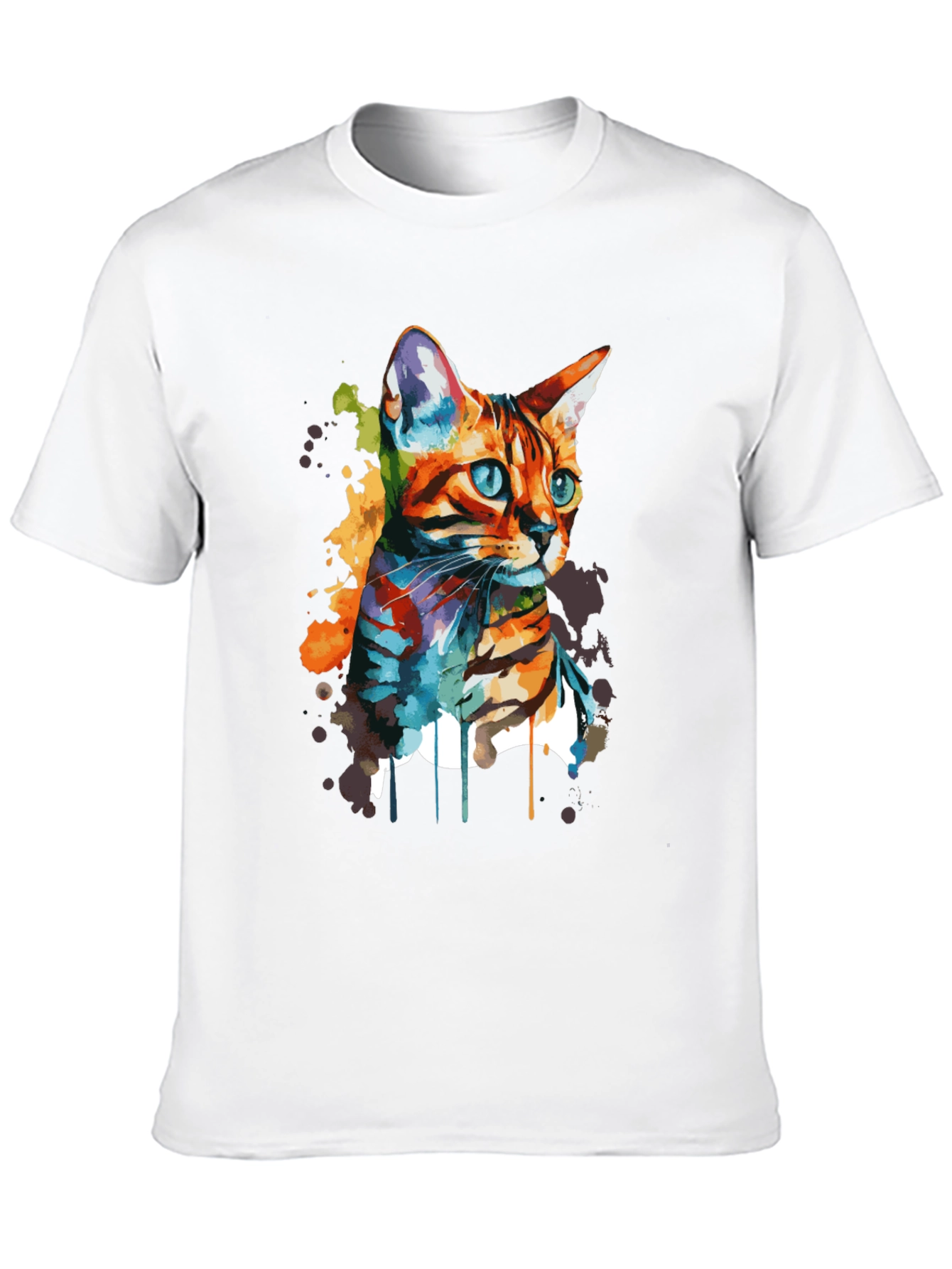 Watercolor Cat Art T-Shirt