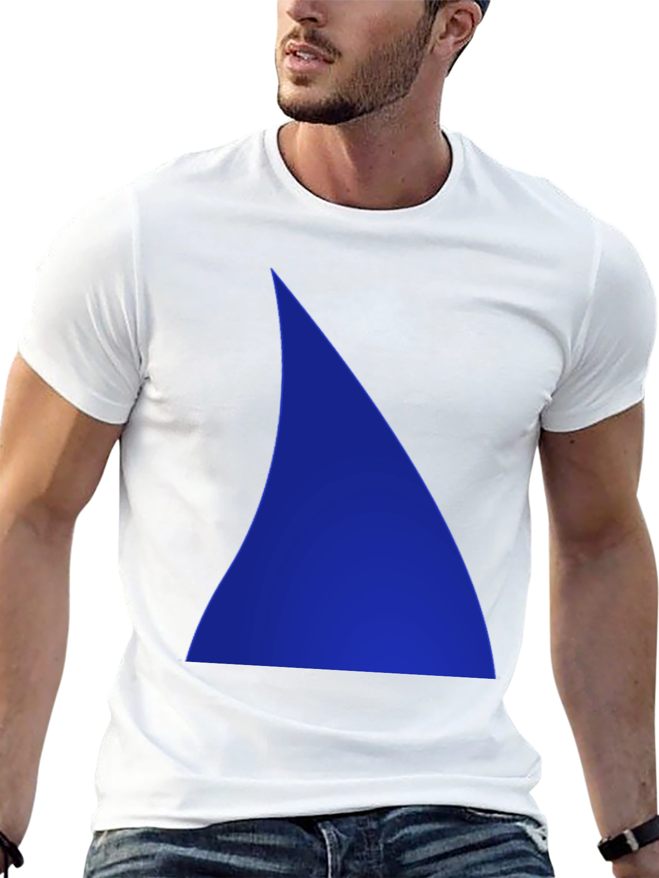 Bold Blue Triangle Graphic Black T-Shirt
