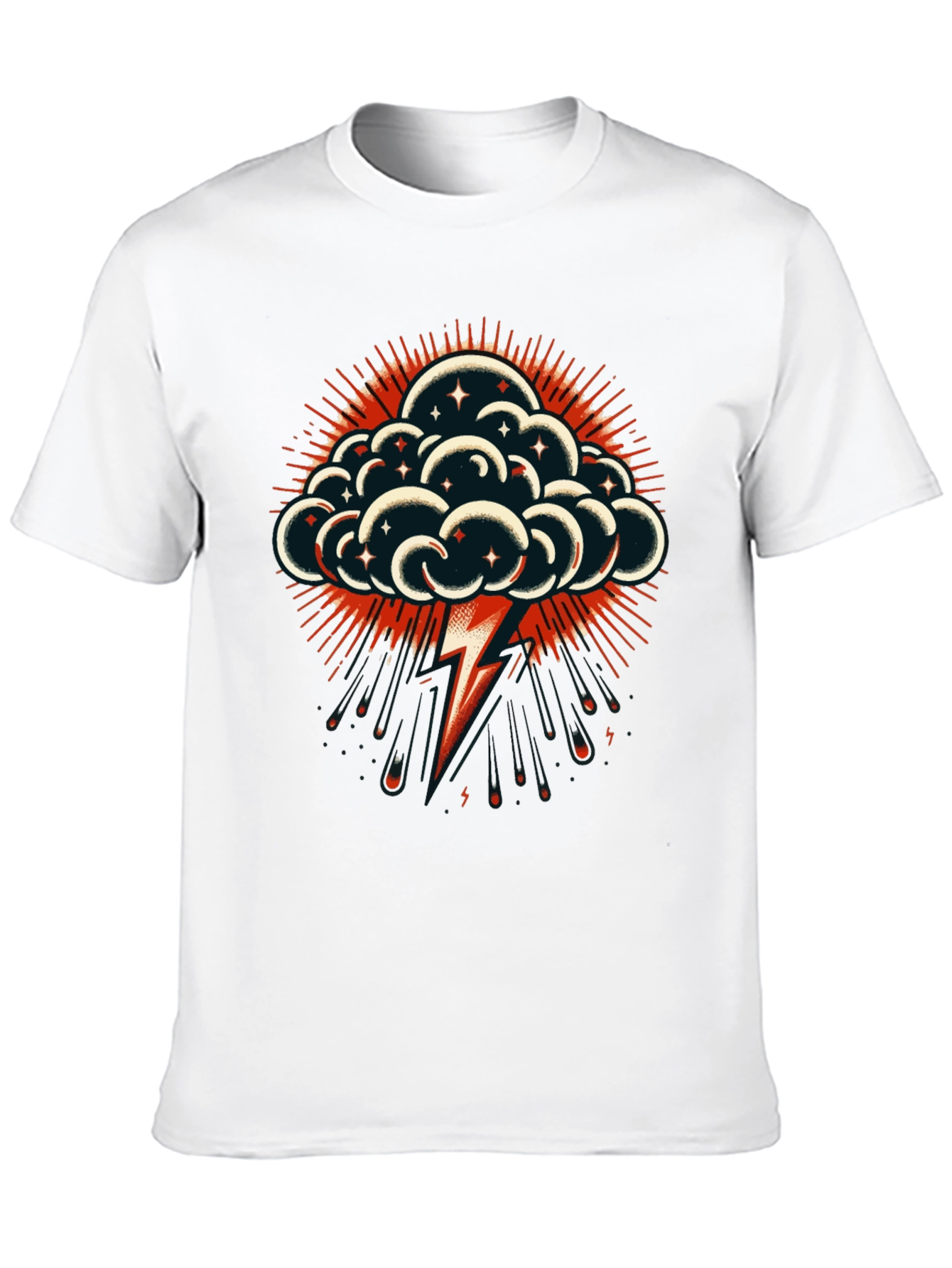 Thunderbolt Cloud Graphic Tee - Stylish Black T-Shirt