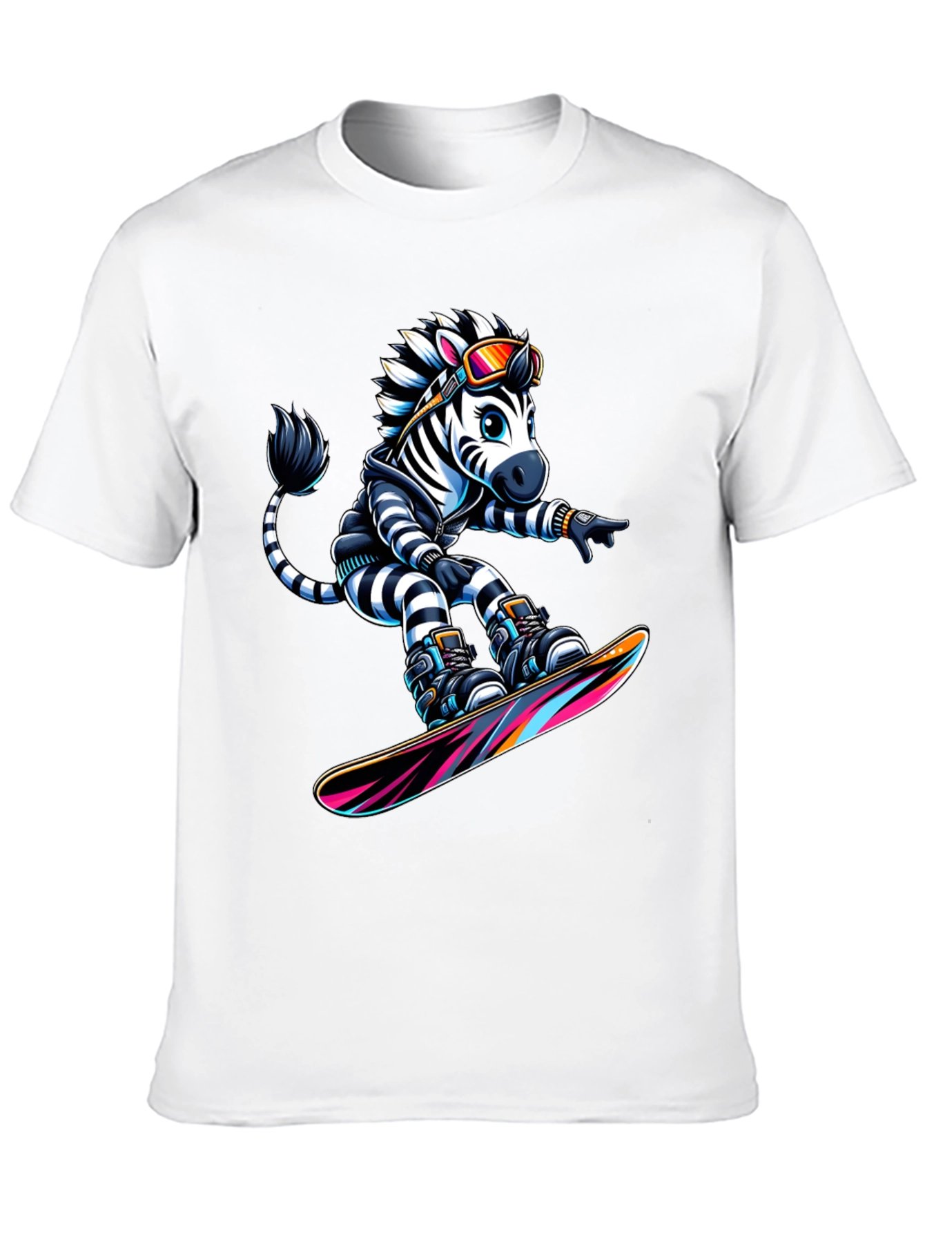 Zebra Snowboarder Graphic T-Shirt