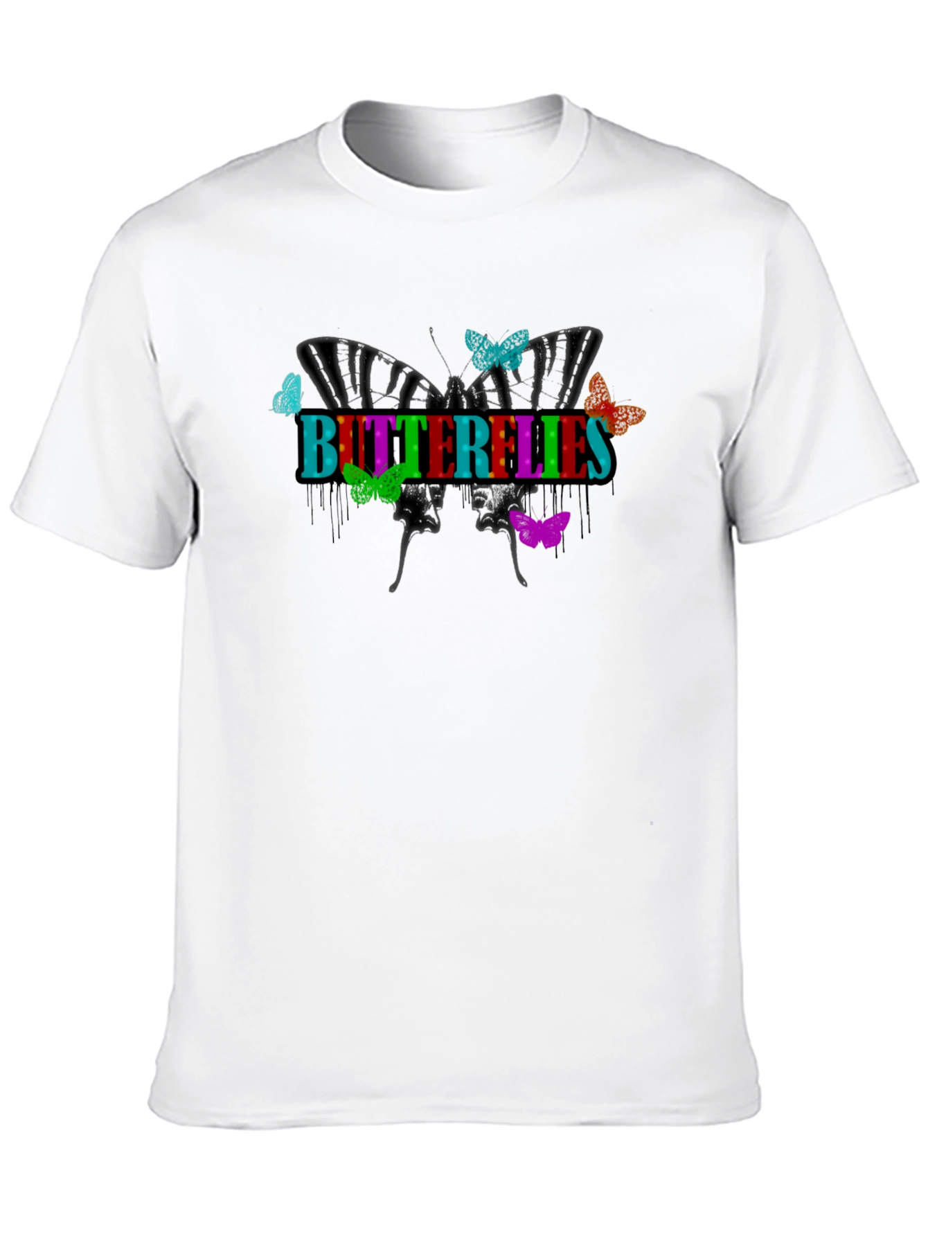 Butterflies Graphic Print Black T-Shirt