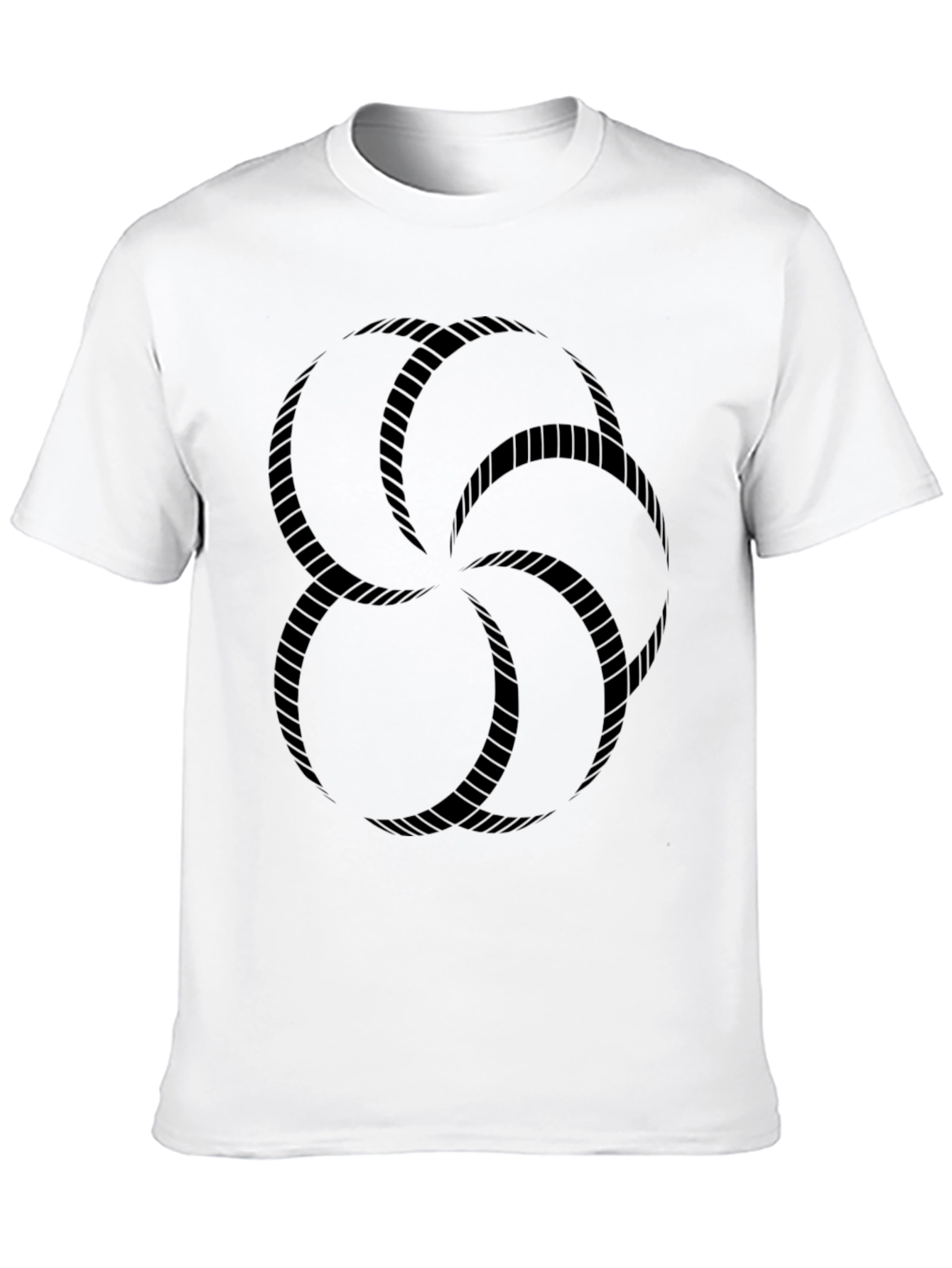 Black Graphic Tee - Geometric Rope Design