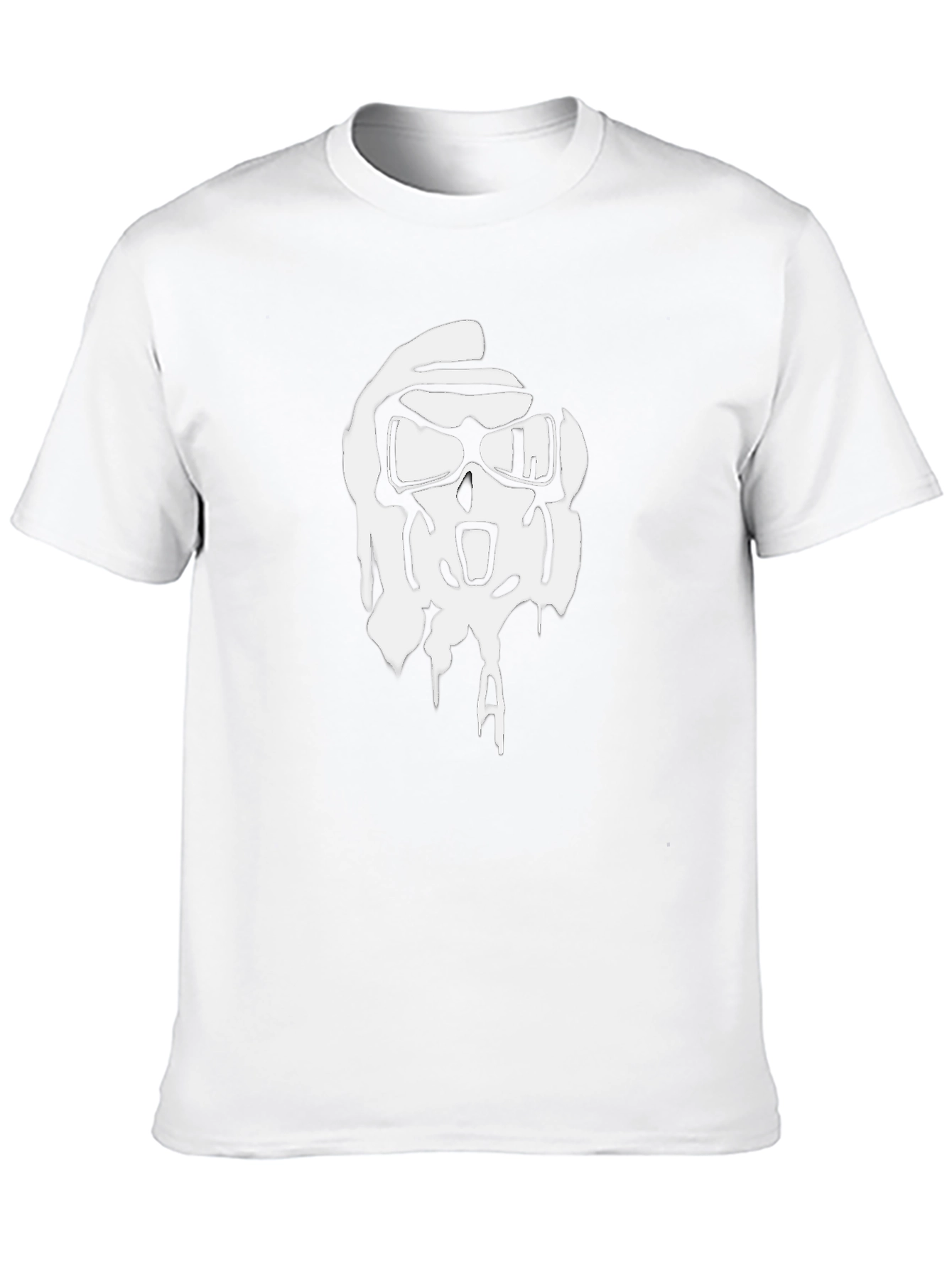 Black T-Shirt with White Graphic Skull Design