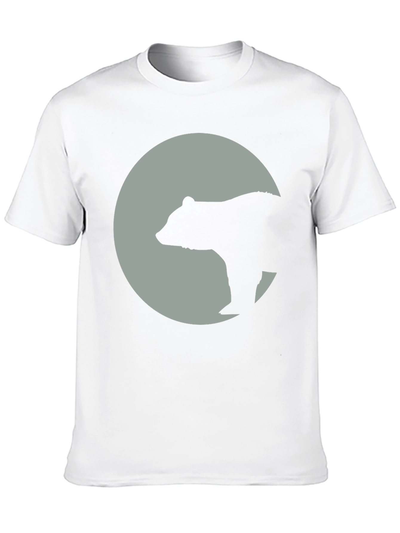 Bear Silhouette Moon Graphic Tee - Black Cotton Blend