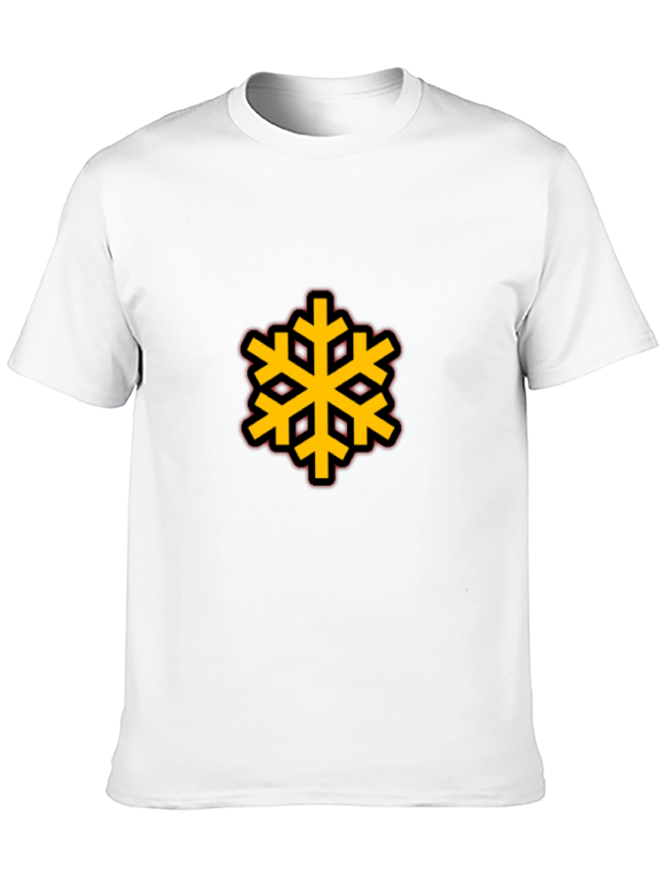 Black Tee with Bold Geometric Snowflake Design
