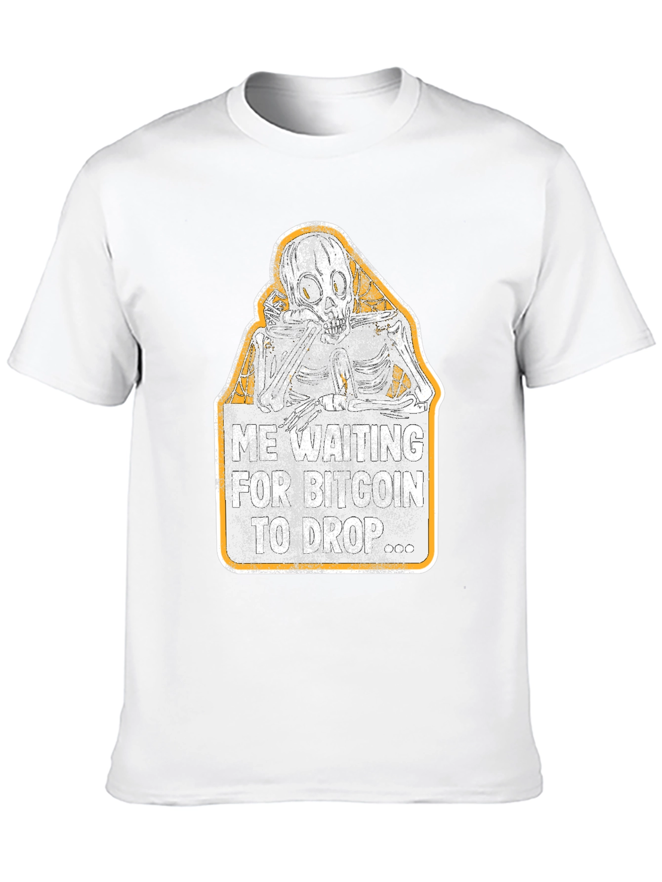 Bitcoin Crypto Investor Waiting Skeleton Graphic T-Shirt