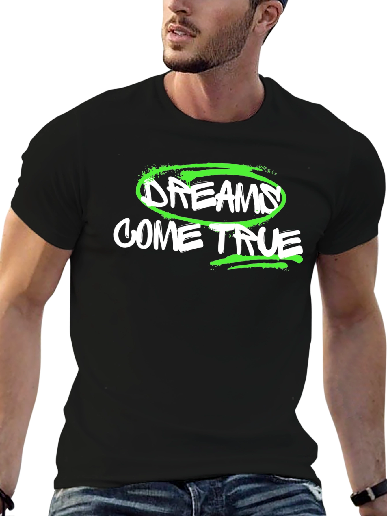 Dreams Come True Graphic Tee - Black Cotton T-Shirt
