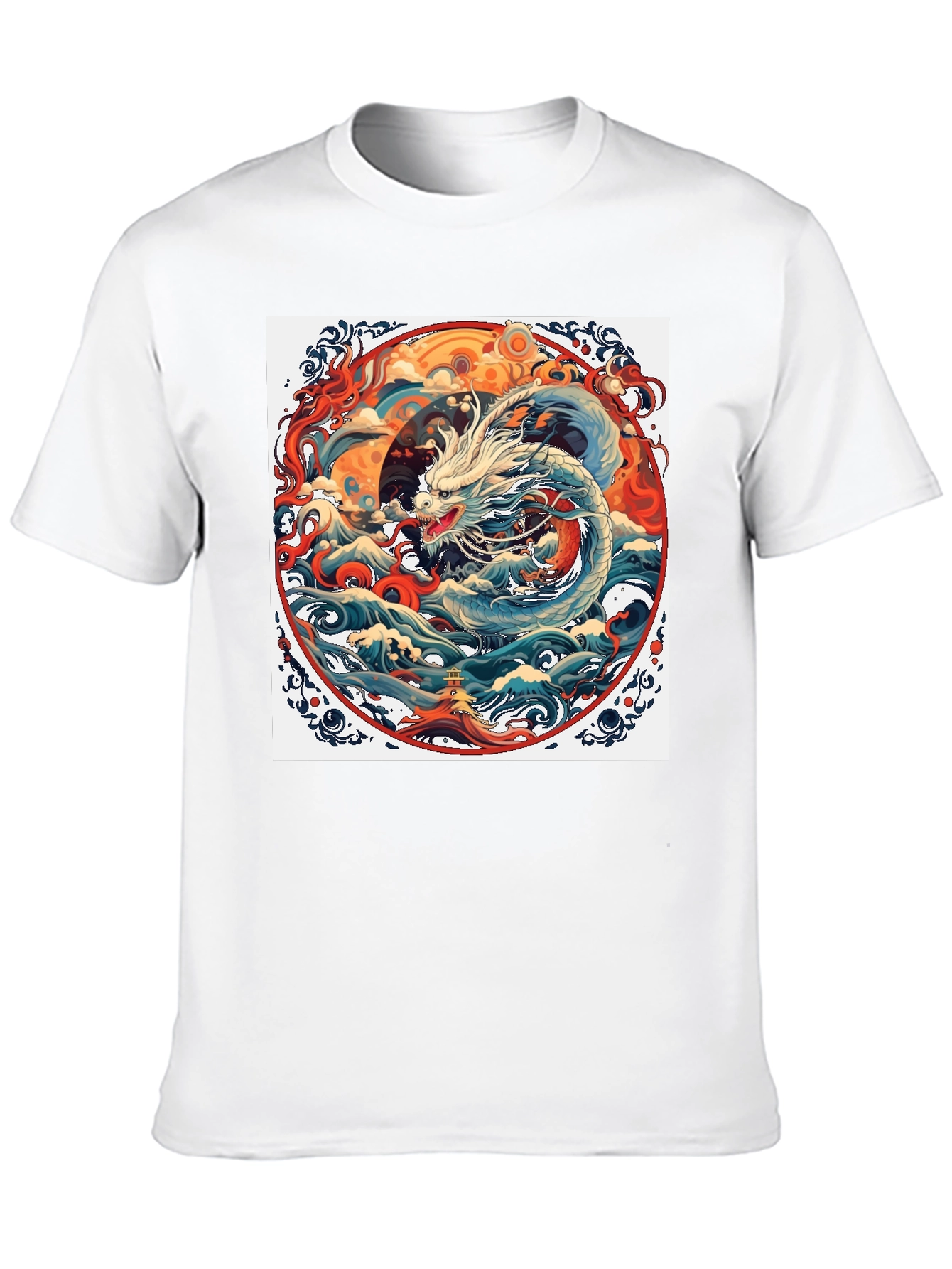Dragon Wave Graphic Tee - Unique Artistic Design