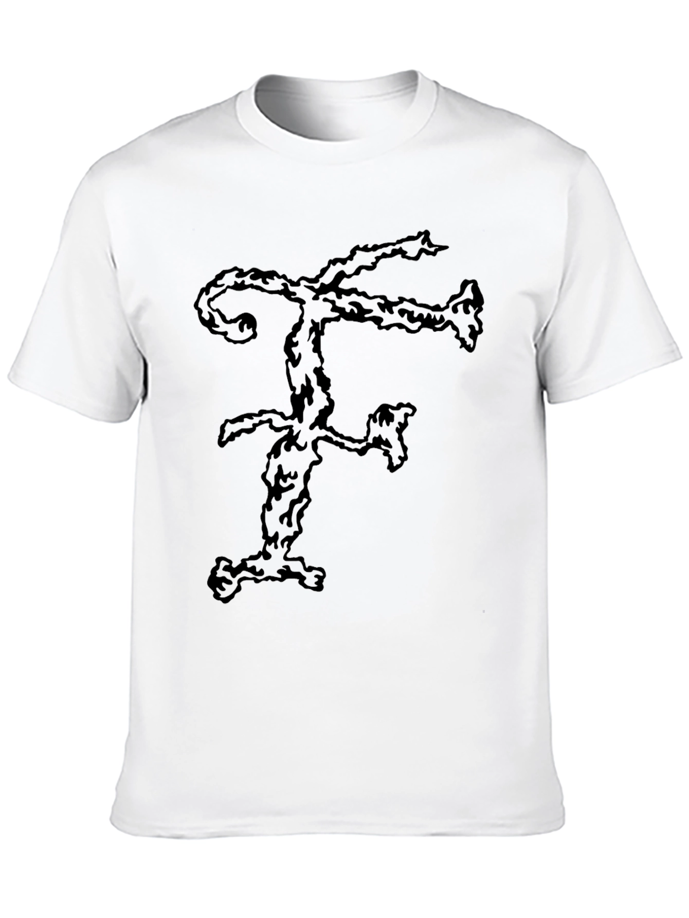 Abstract F Letter Graphic Black T-Shirt