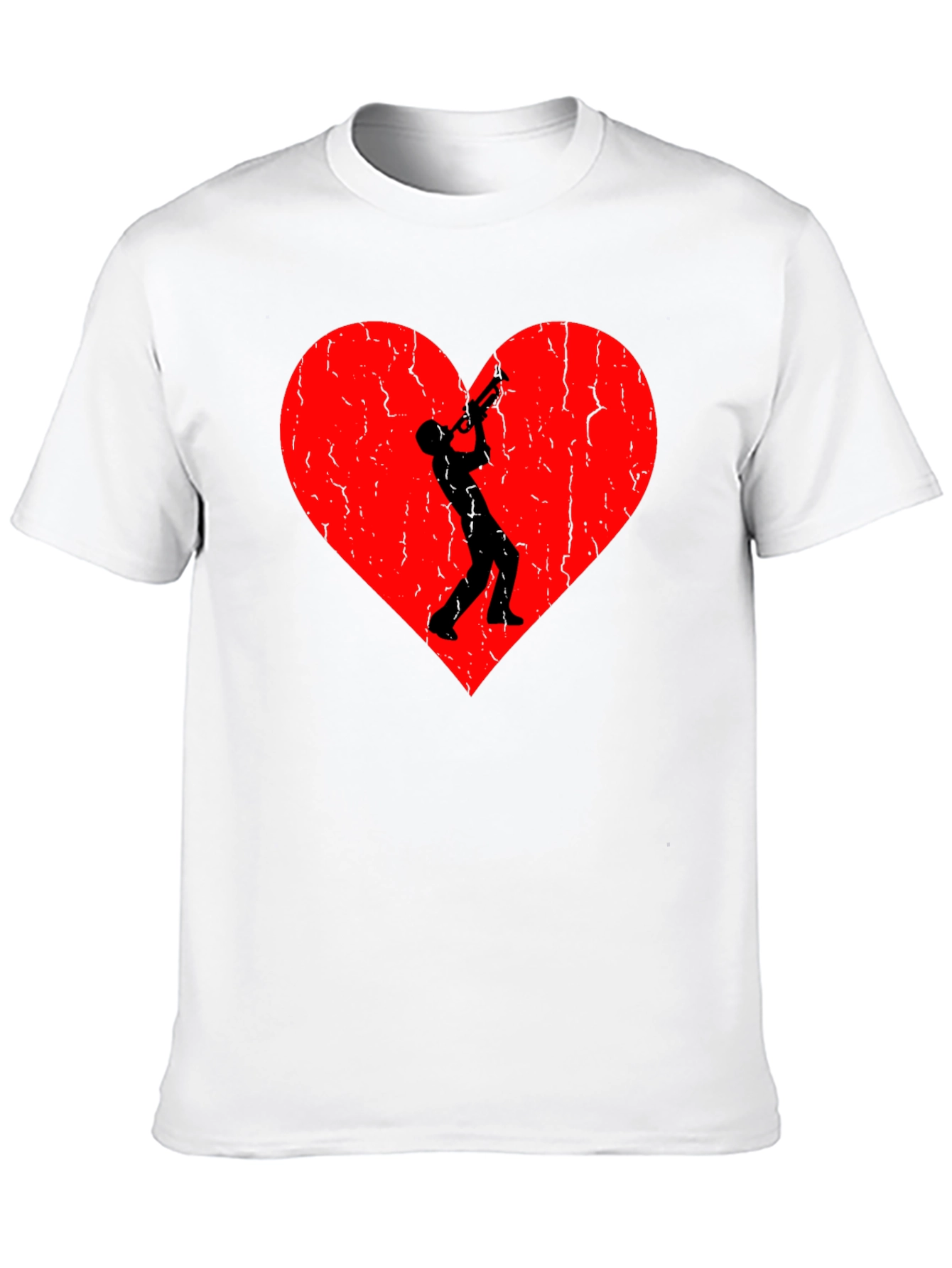 Trumpet Heart Graphic Tee - Black Casual T-Shirt