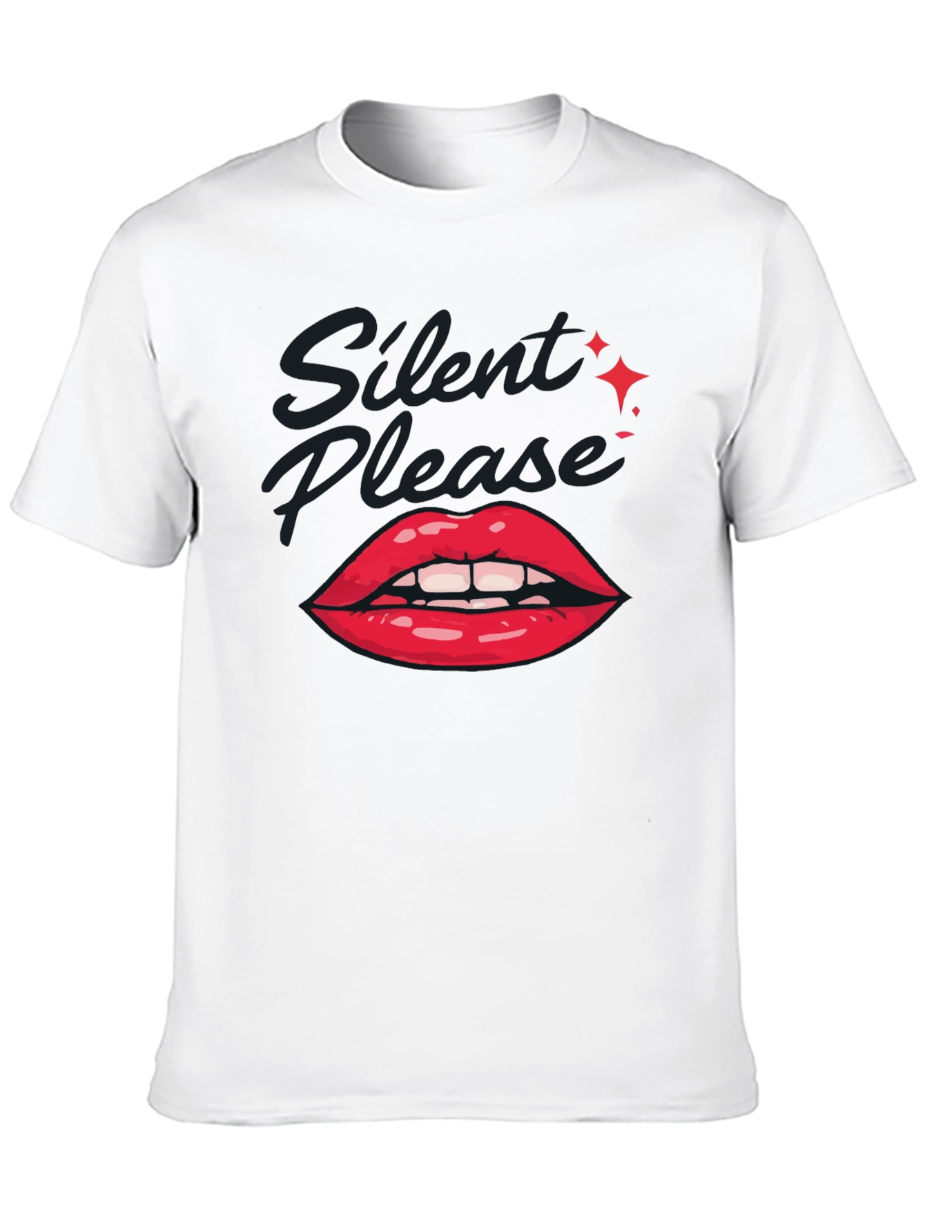 Silent Please Lips Graphic T-Shirt
