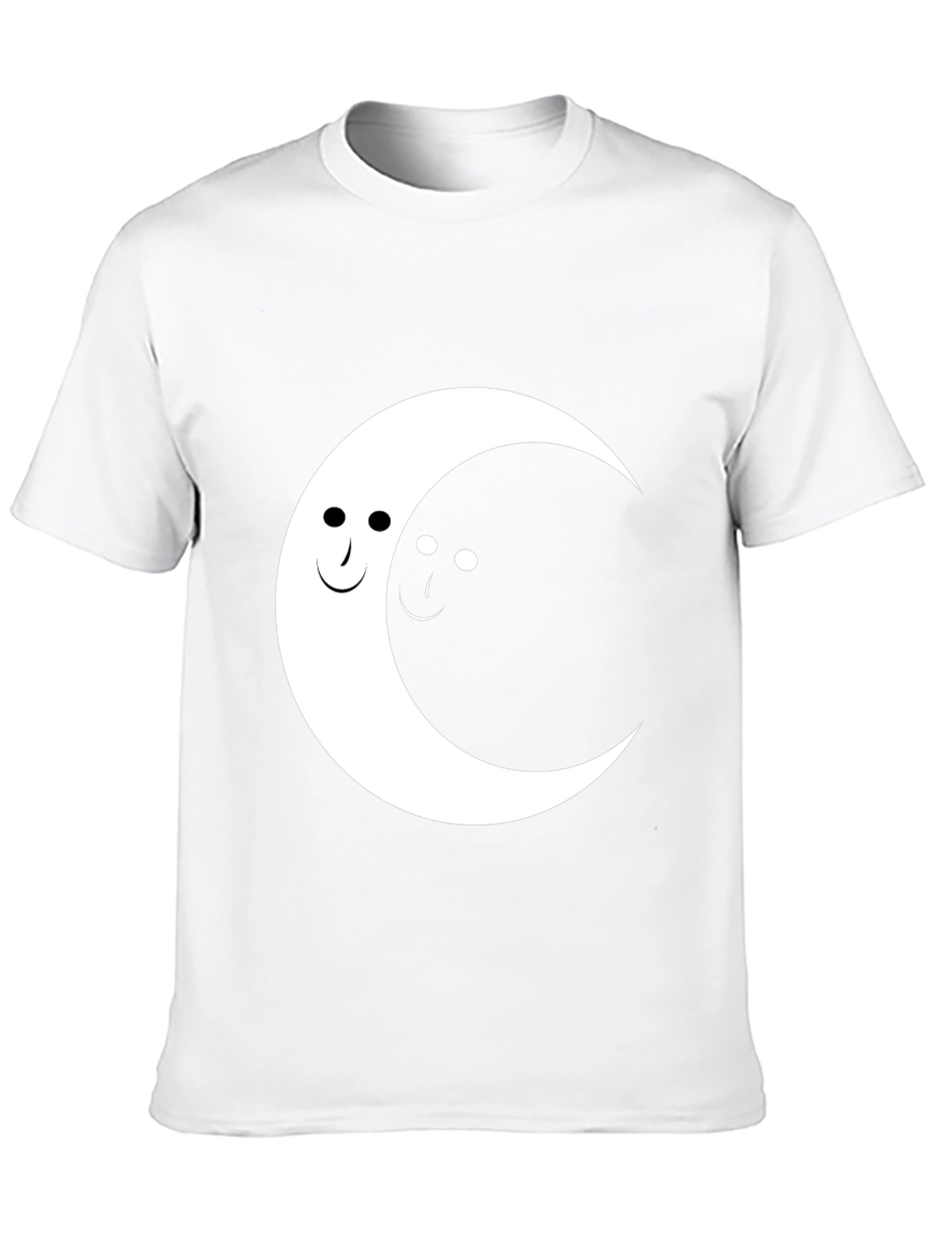 Yin Yang Moon Face Graphic Tee - Black