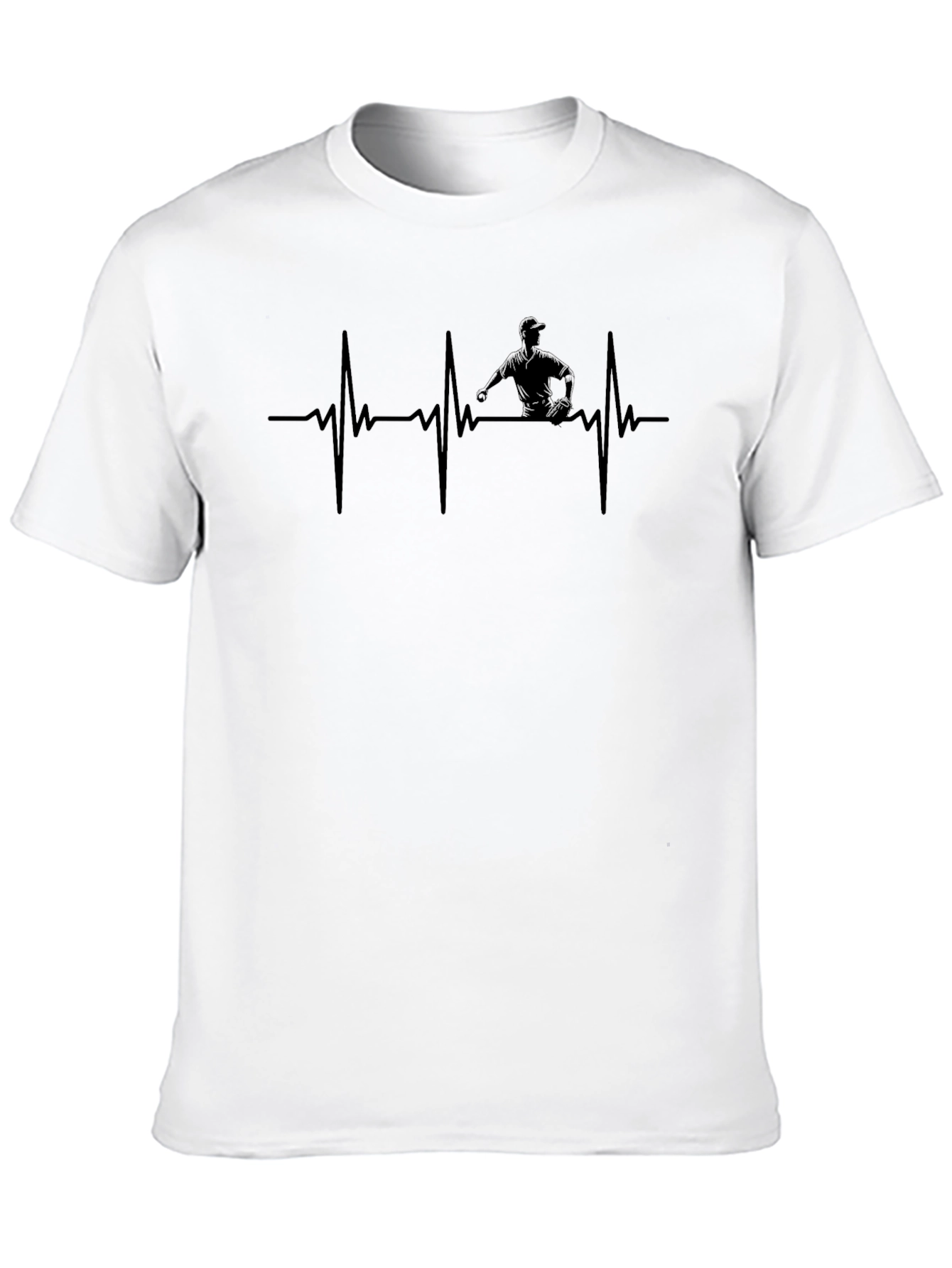 Baseball Heartbeat T-Shirt - Pitcher Silhouette