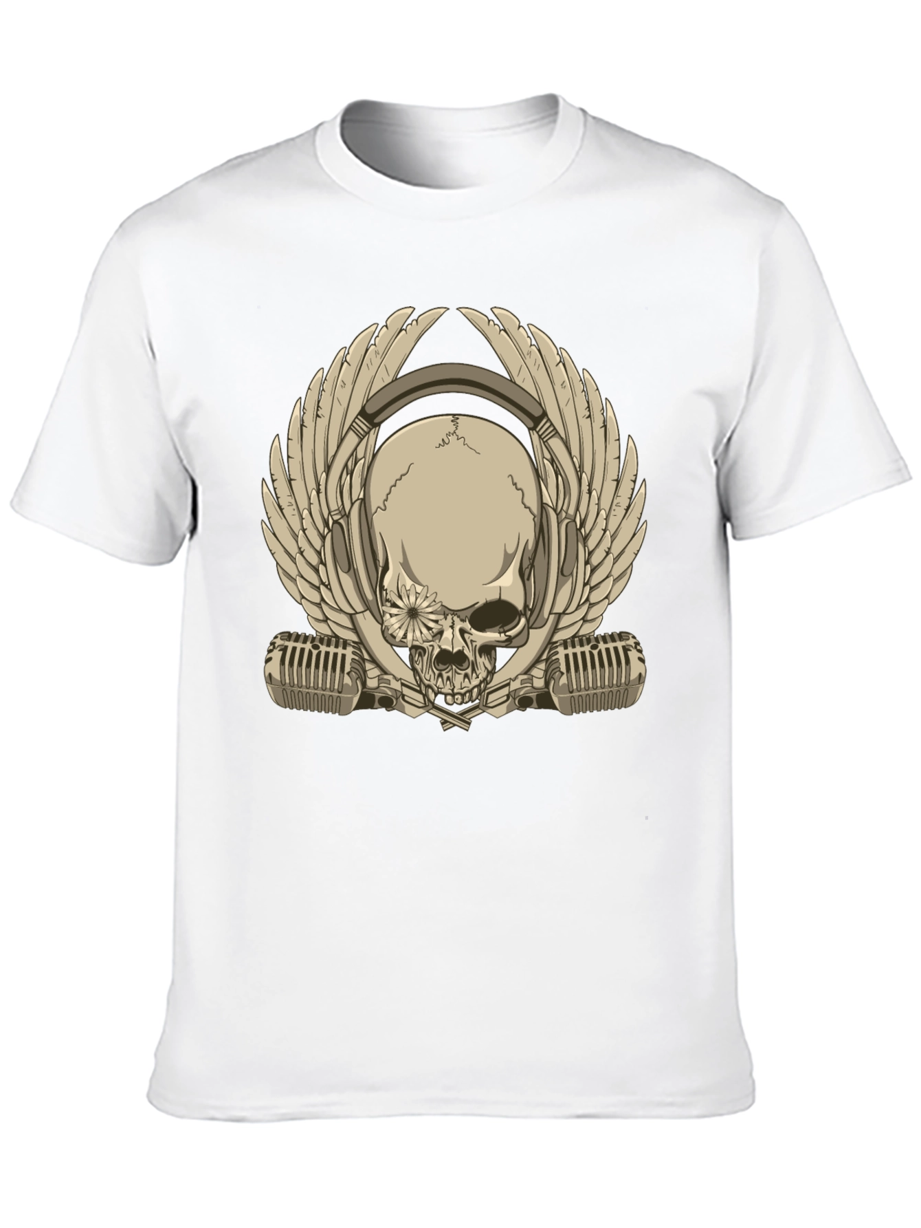 Skull with Headphones & Wings Graphic T-Shirt