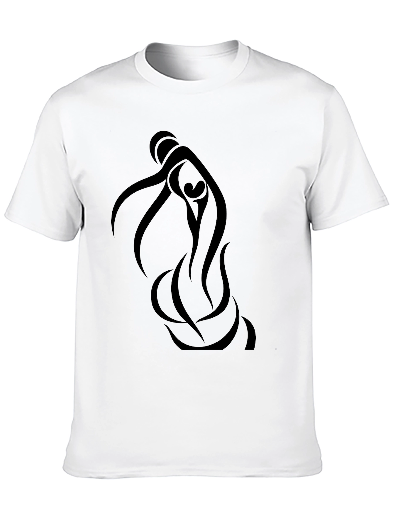 Black Graphic Tee - Abstract Figure Design
