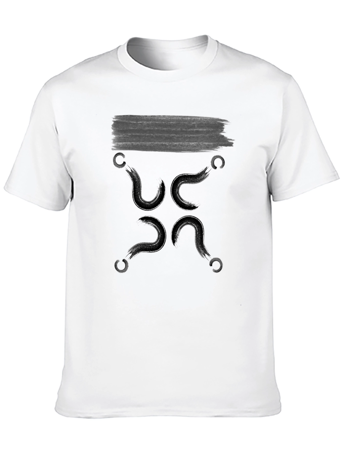 Black T-Shirt with Abstract Hook Design