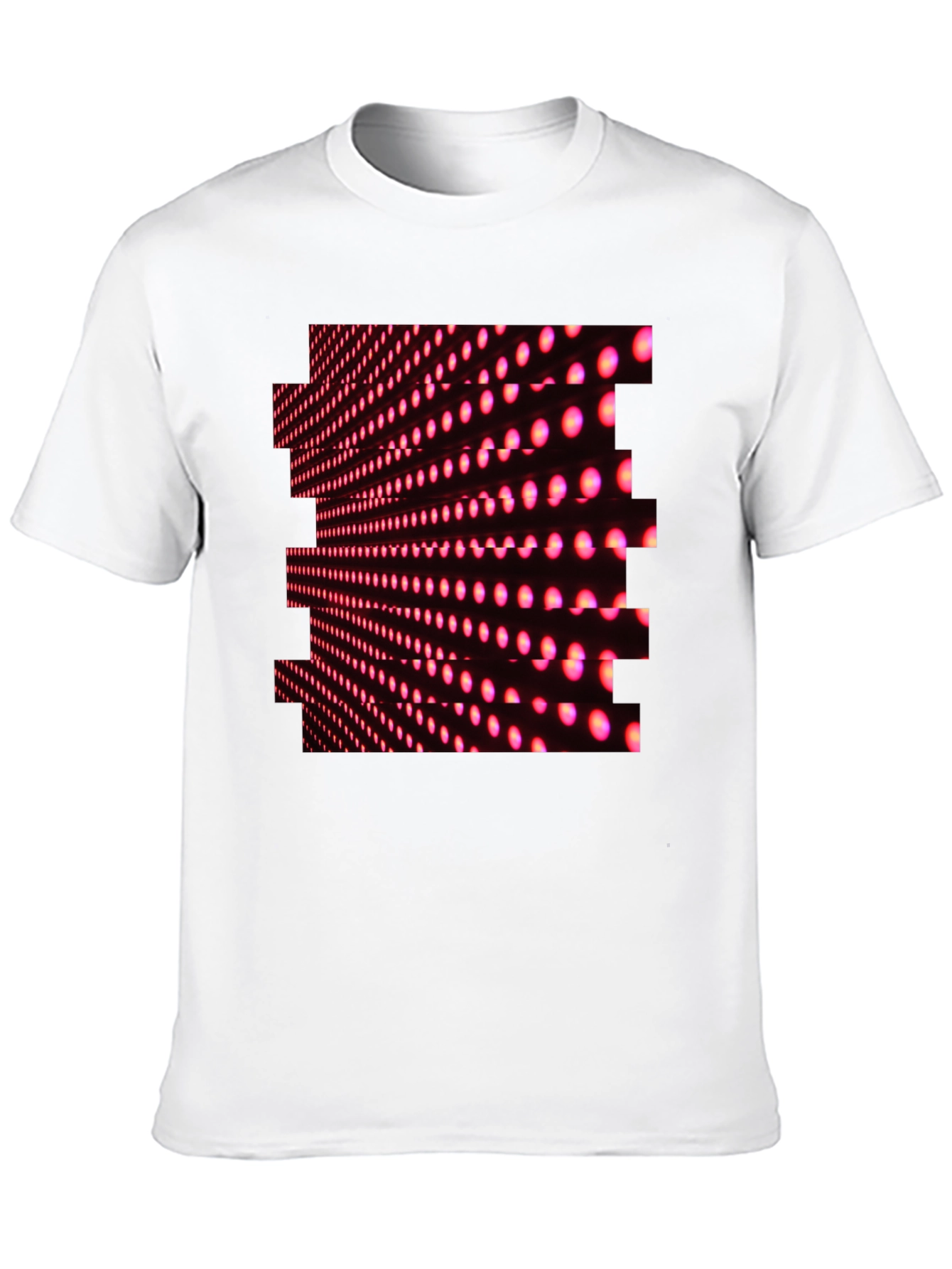 Black T-Shirt with Abstract Pink LED Dot Pattern