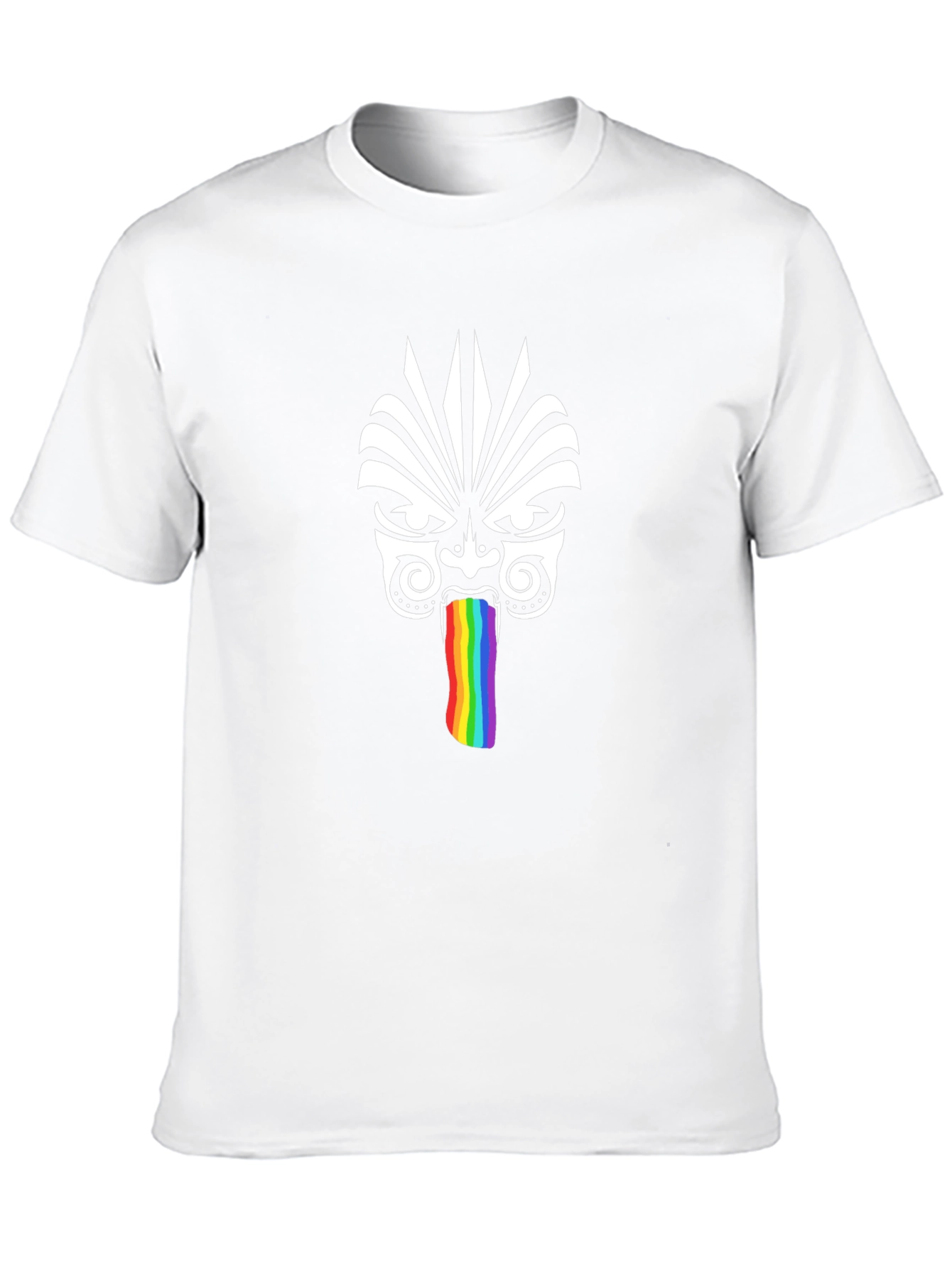 Tribal Mask Rainbow Tongue Graphic T-Shirt