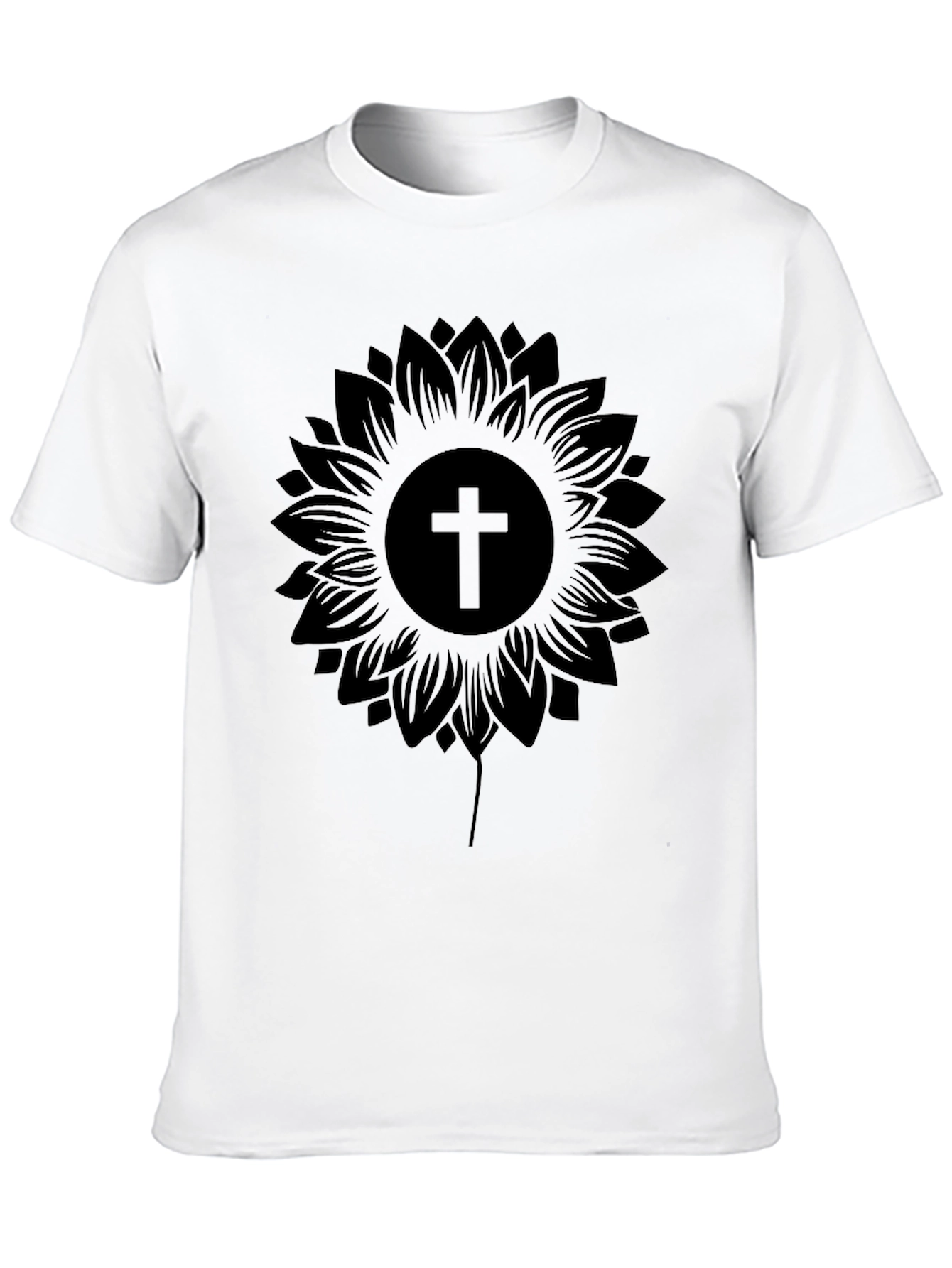 Sunflower Cross Graphic Black T-Shirt