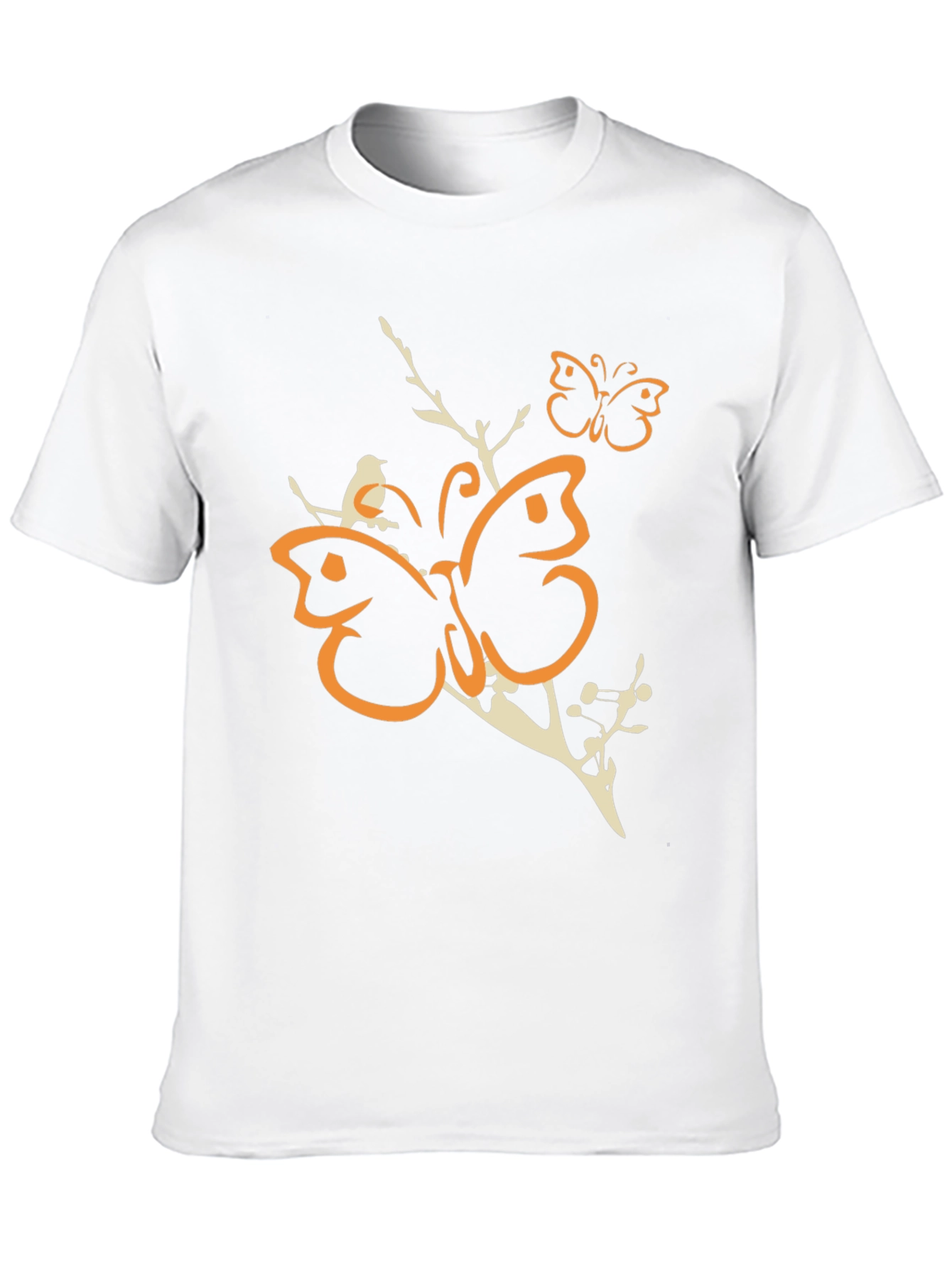 Butterfly Branch Graphic Tee - Mens Black Cotton T-Shirt