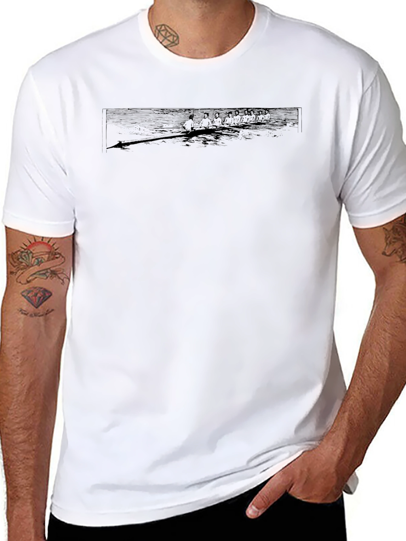 Rowing Team Graphic Tee - Classic Black T-Shirt