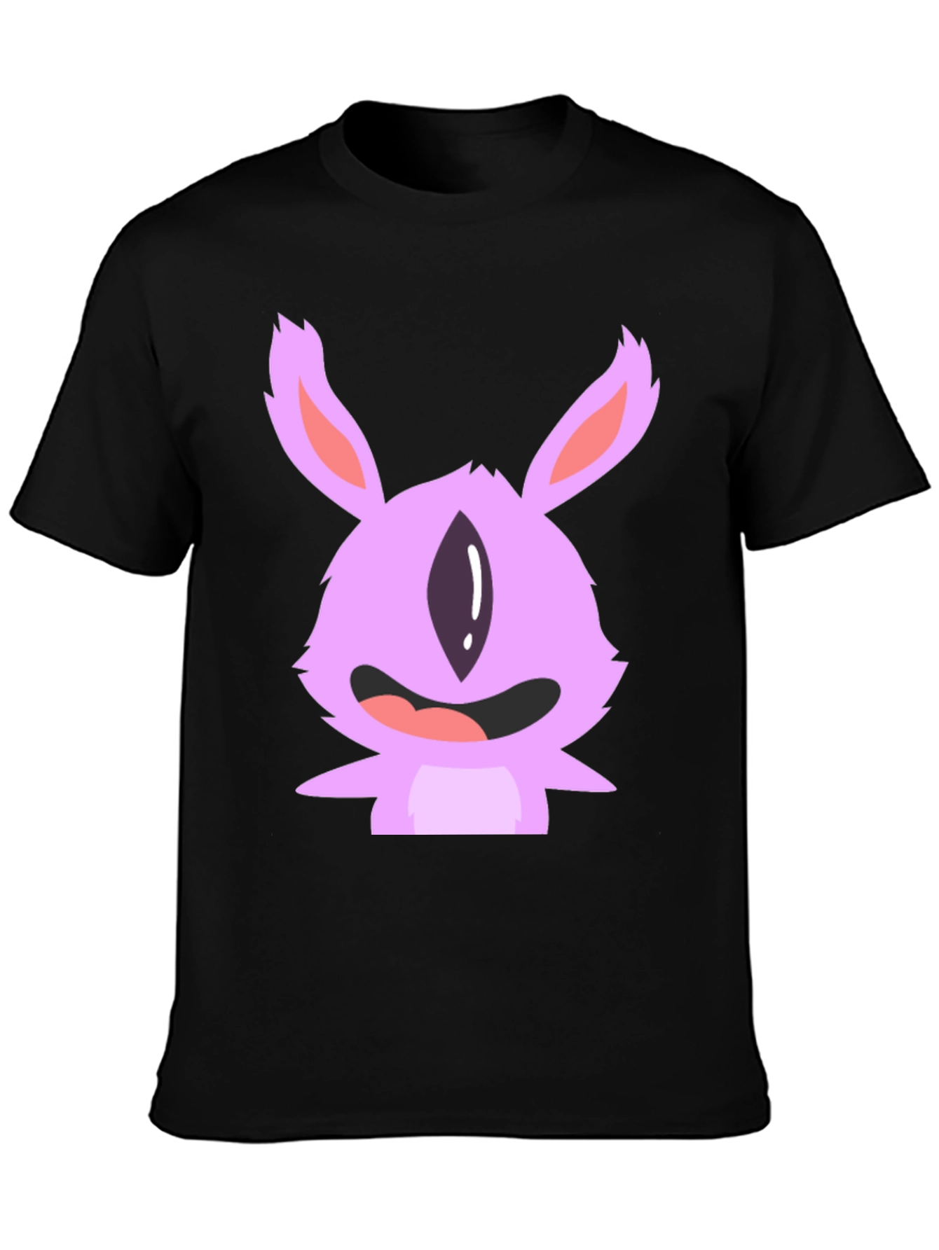 Cute Monster Graphic Tee - Black Cotton T-Shirt