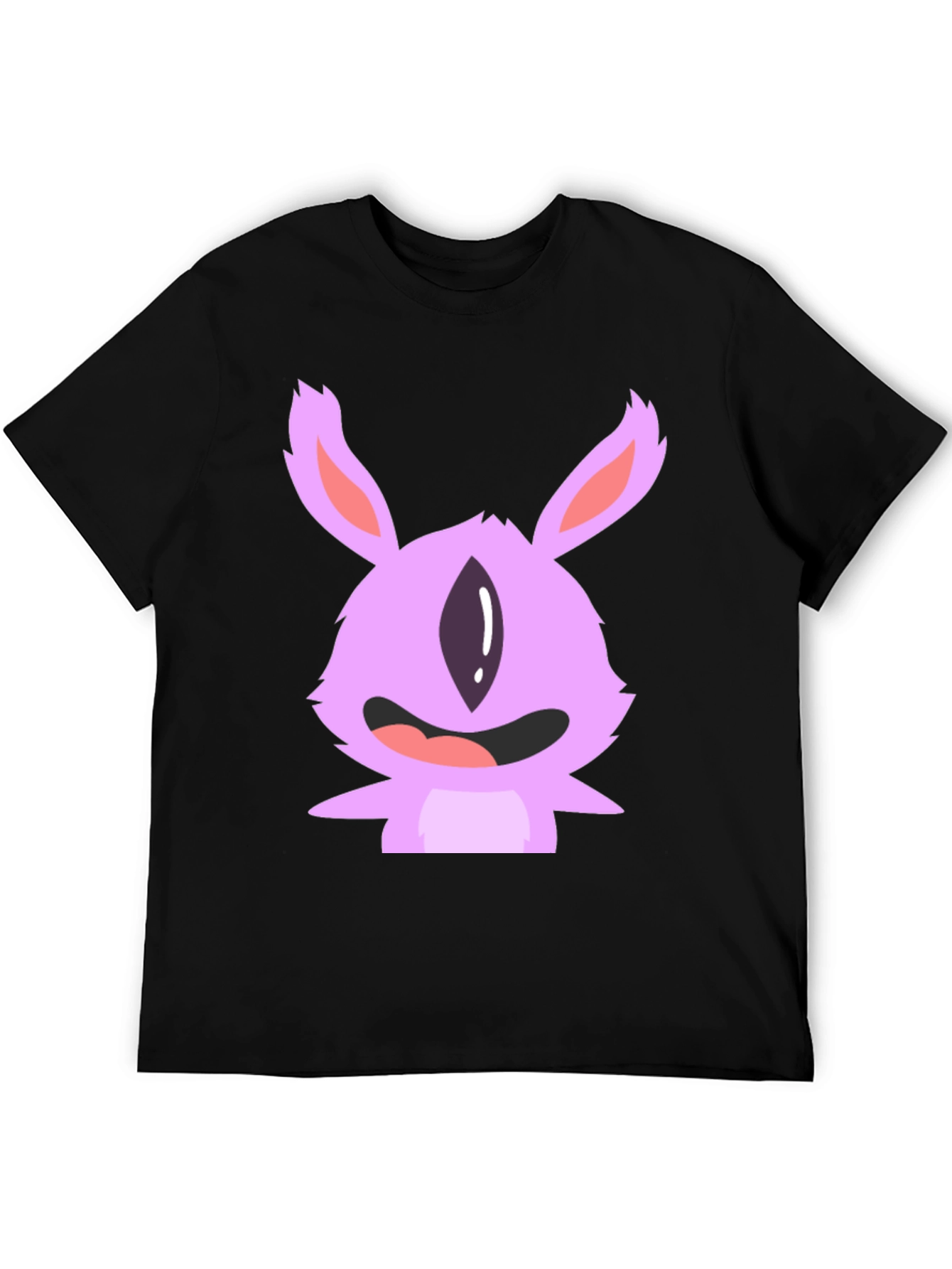 Cute Monster Graphic Tee - Black Cotton T-Shirt
