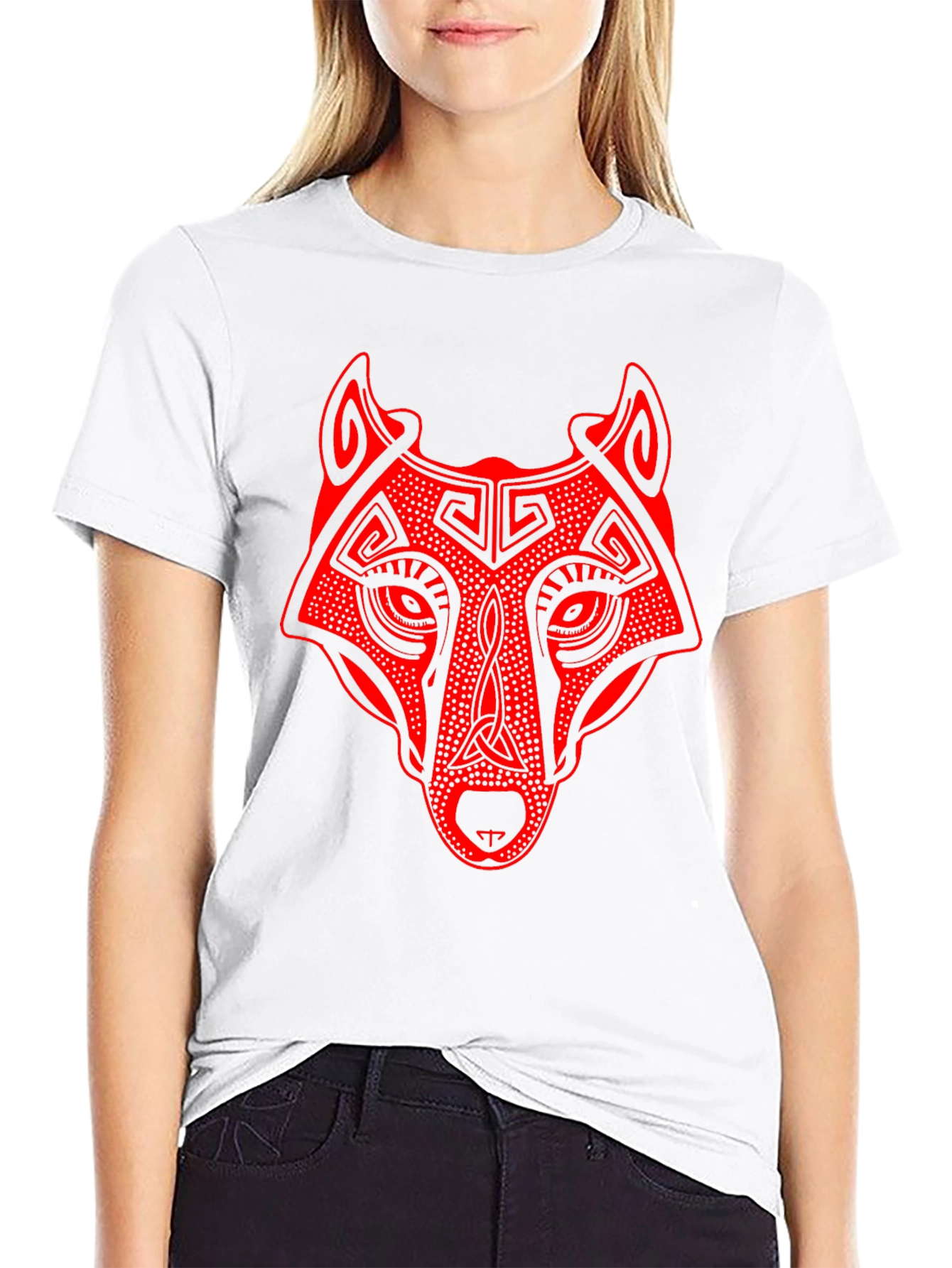 Wolf Graphic Print Tee - Black