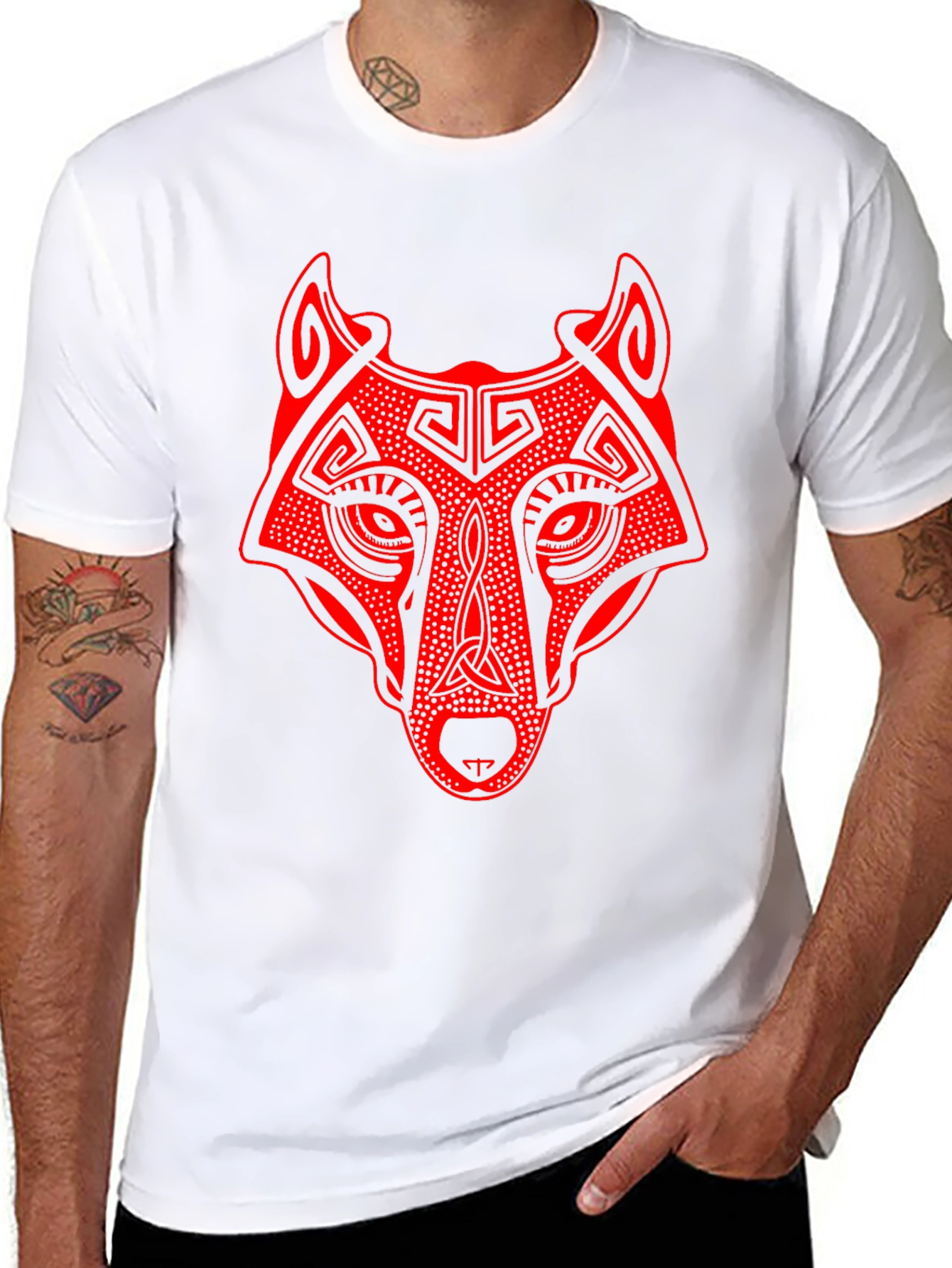 Wolf Graphic Print Tee - Black