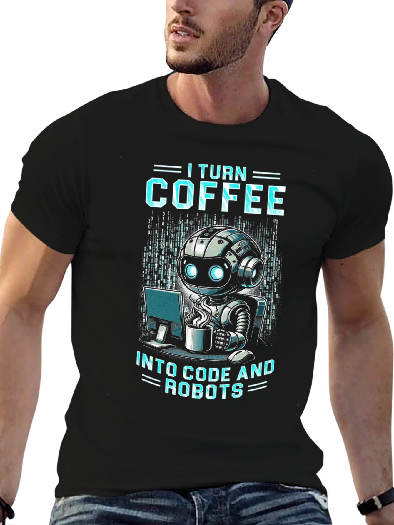 Coffee to Code Robot Programmer T-Shirt