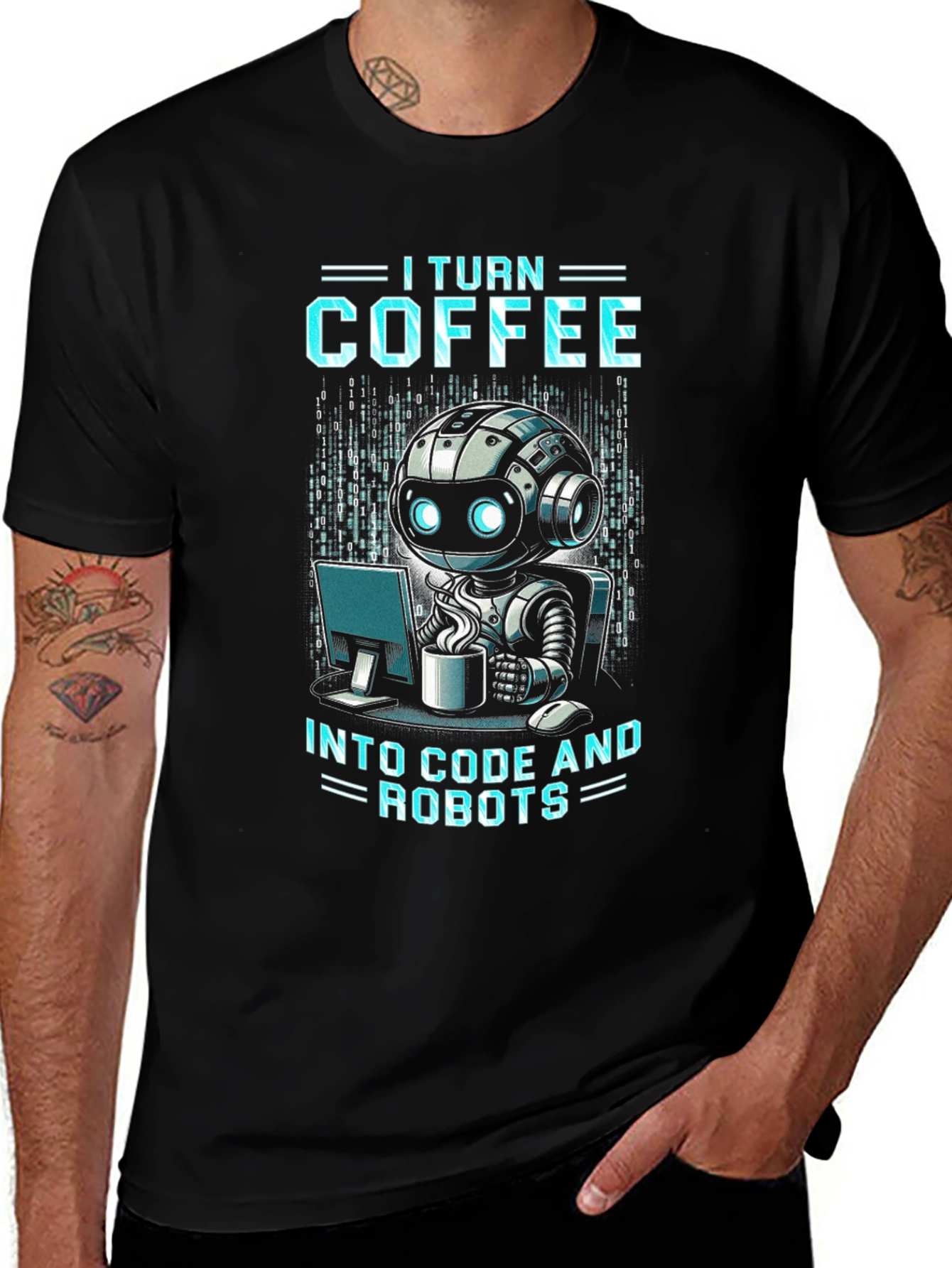 Coffee to Code Robot Programmer T-Shirt