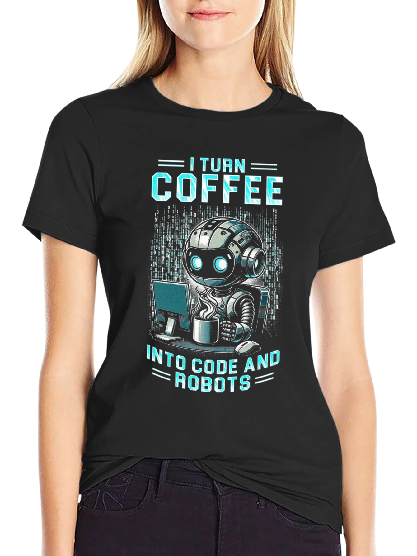 Coffee to Code Robot Programmer T-Shirt