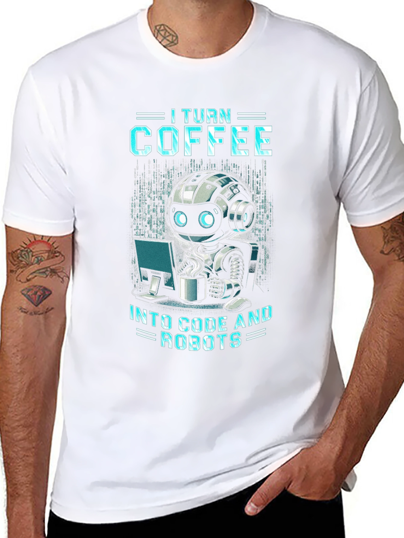 Coffee to Code Robot Programmer T-Shirt