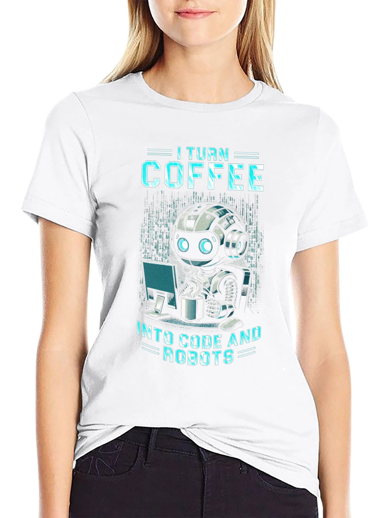 Coffee to Code Robot Programmer T-Shirt