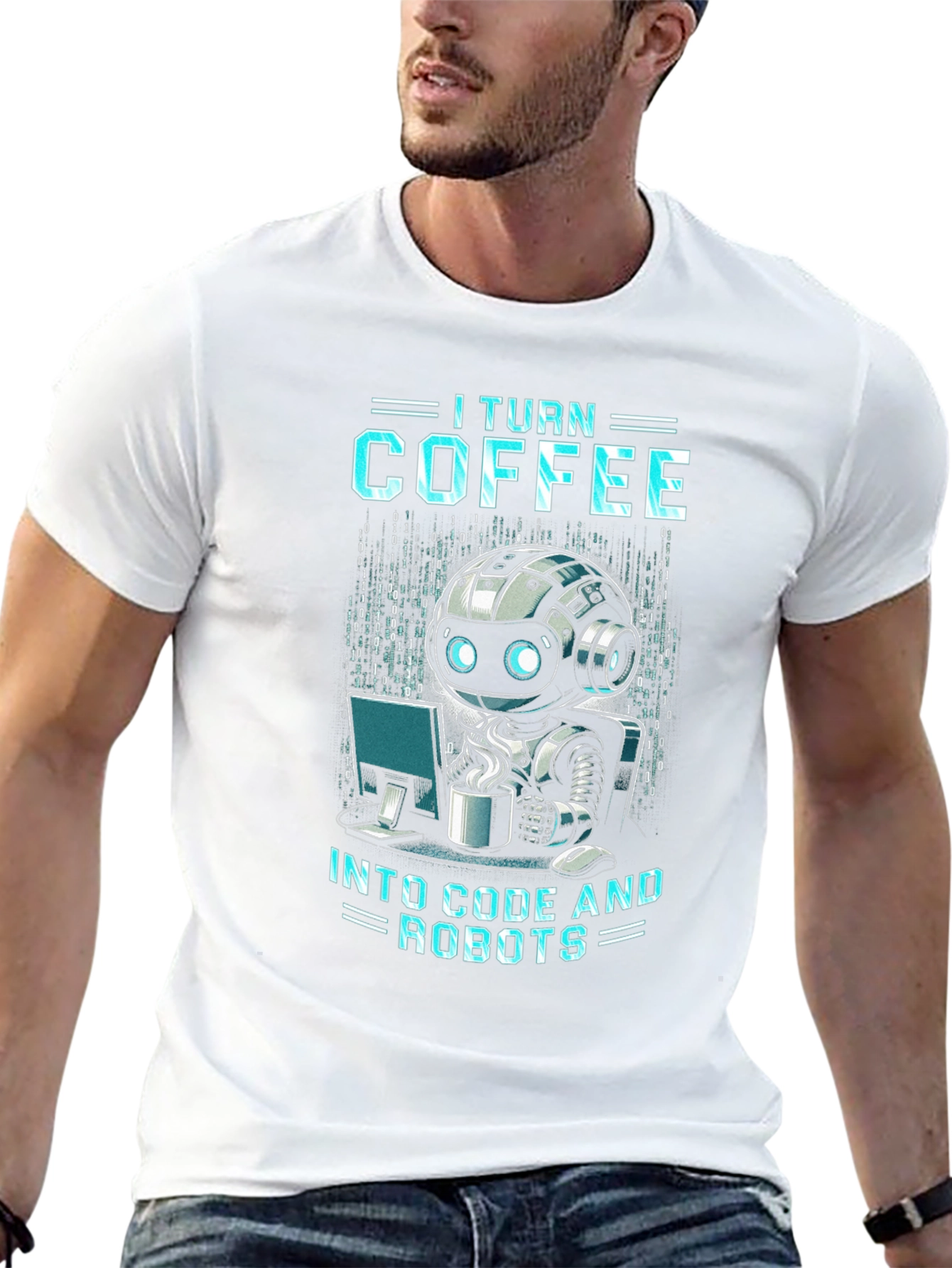 Coffee to Code Robot Programmer T-Shirt