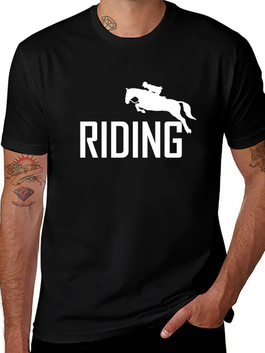 Equestrian Riding Graphic T-Shirt - Black