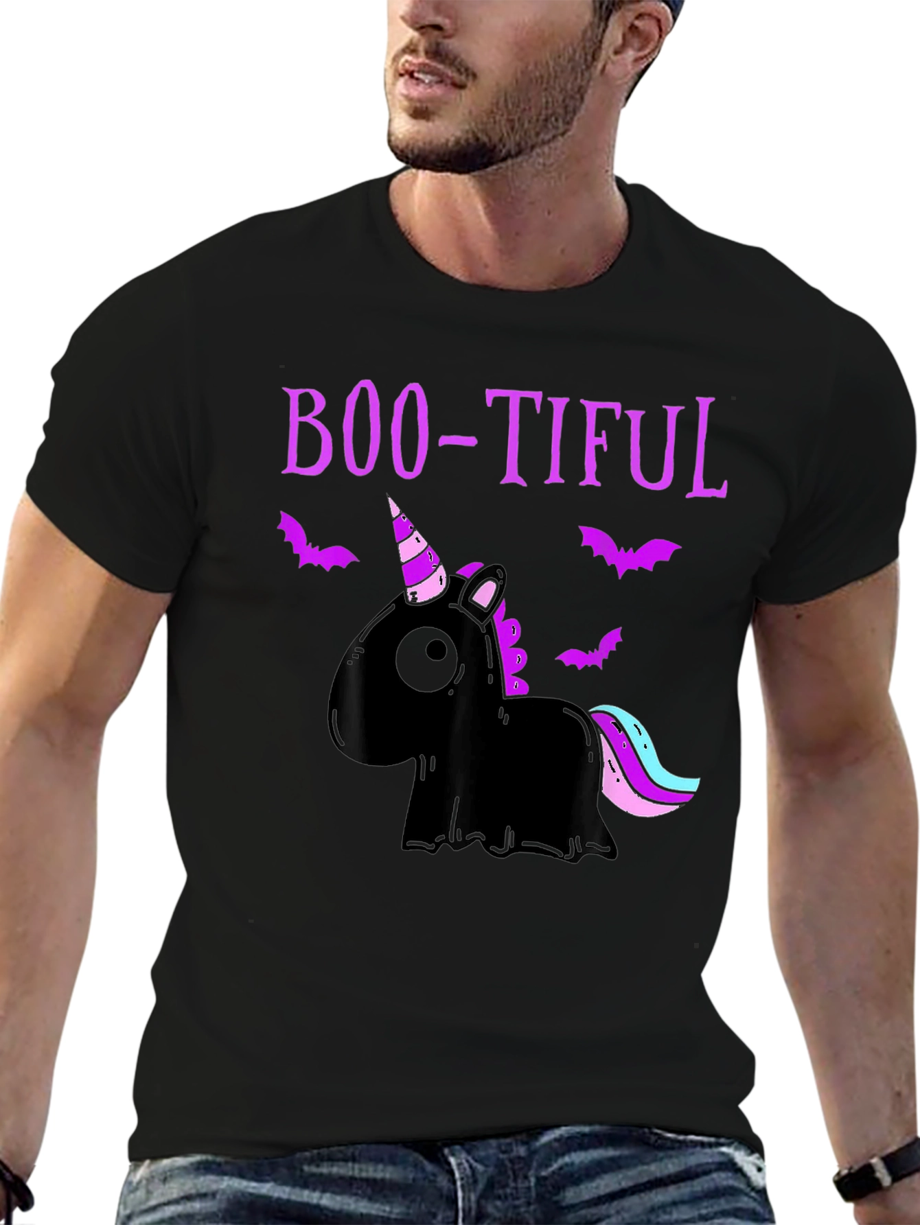Boo-tiful Black Unicorn Halloween T-Shirt