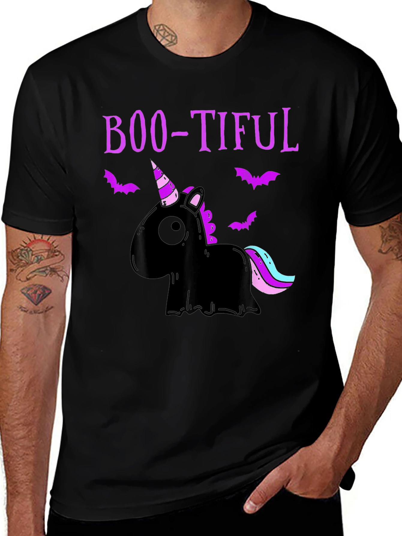 Boo-tiful Black Unicorn Halloween T-Shirt