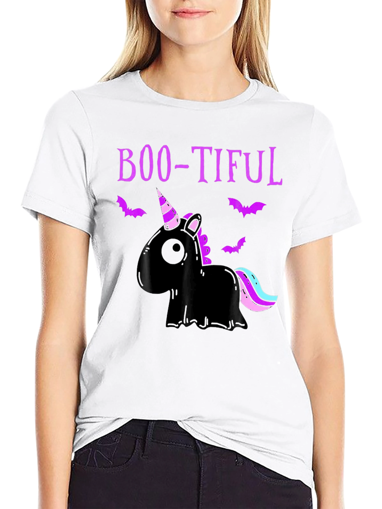 Boo-tiful Black Unicorn Halloween T-Shirt