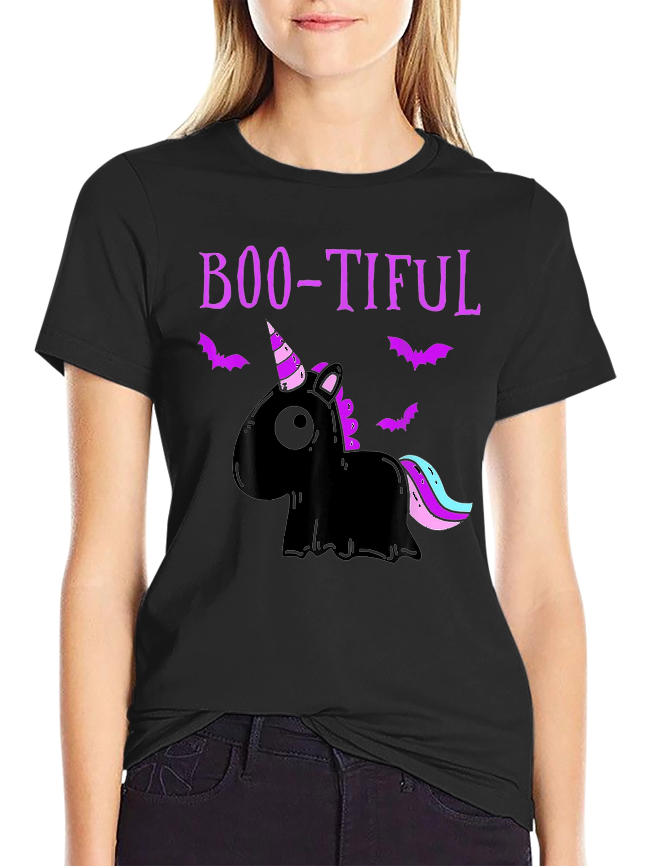 Boo-tiful Black Unicorn Halloween T-Shirt