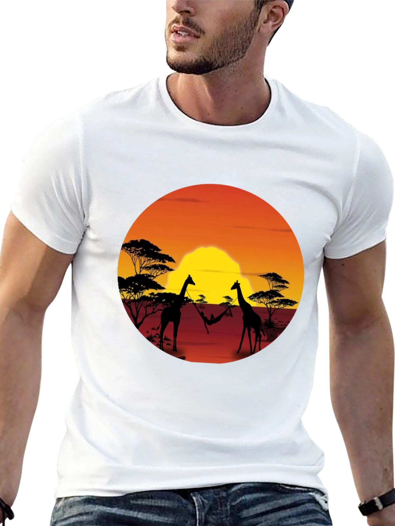 African Sunset Giraffe T-Shirt