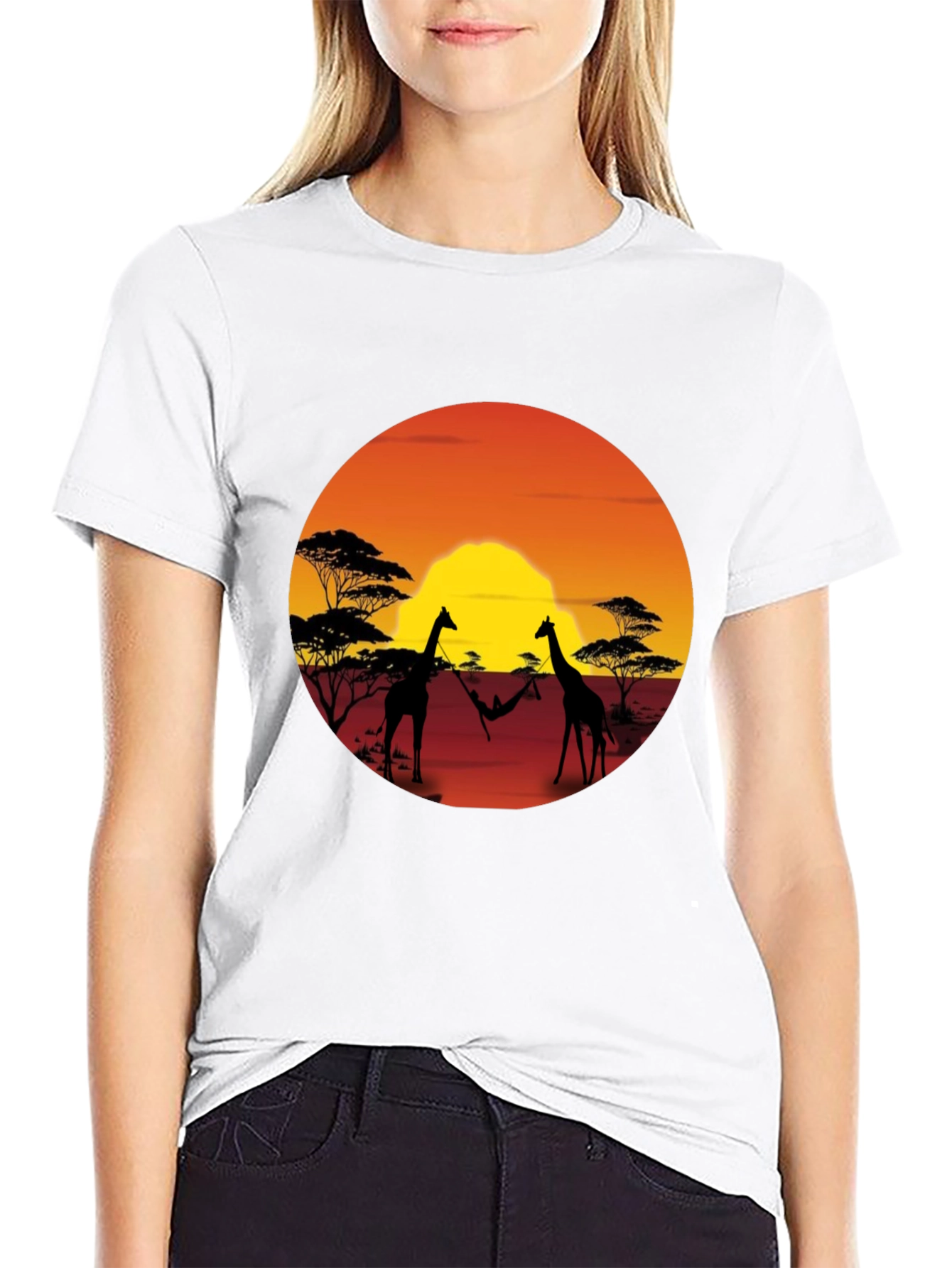 African Sunset Giraffe T-Shirt