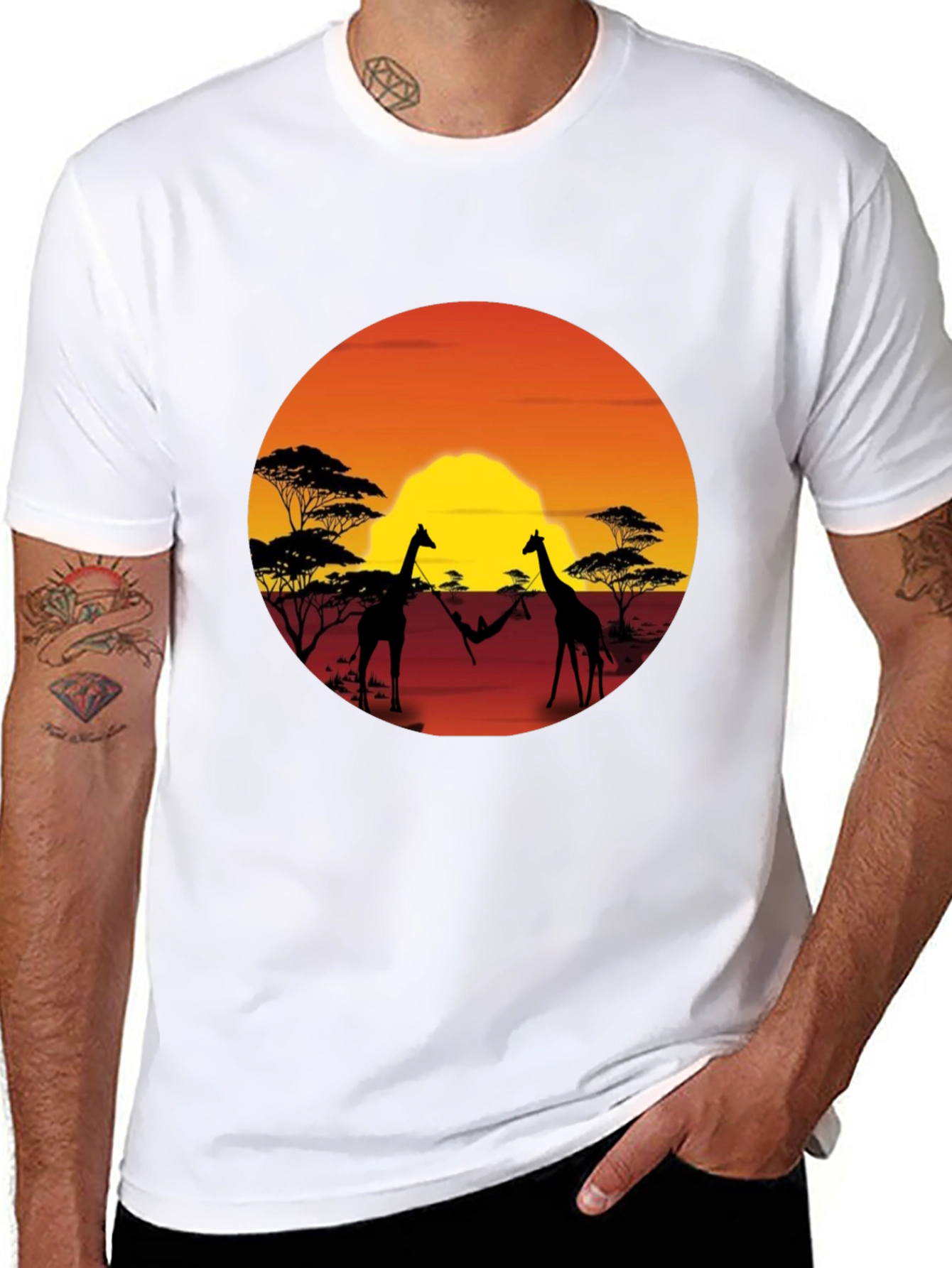 African Sunset Giraffe T-Shirt