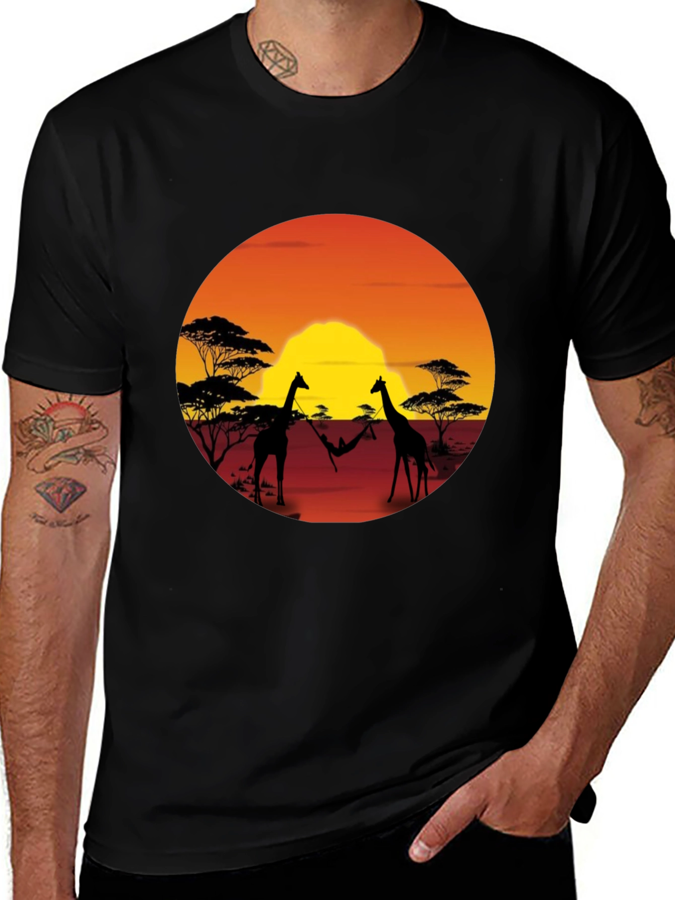 African Sunset Giraffe T-Shirt