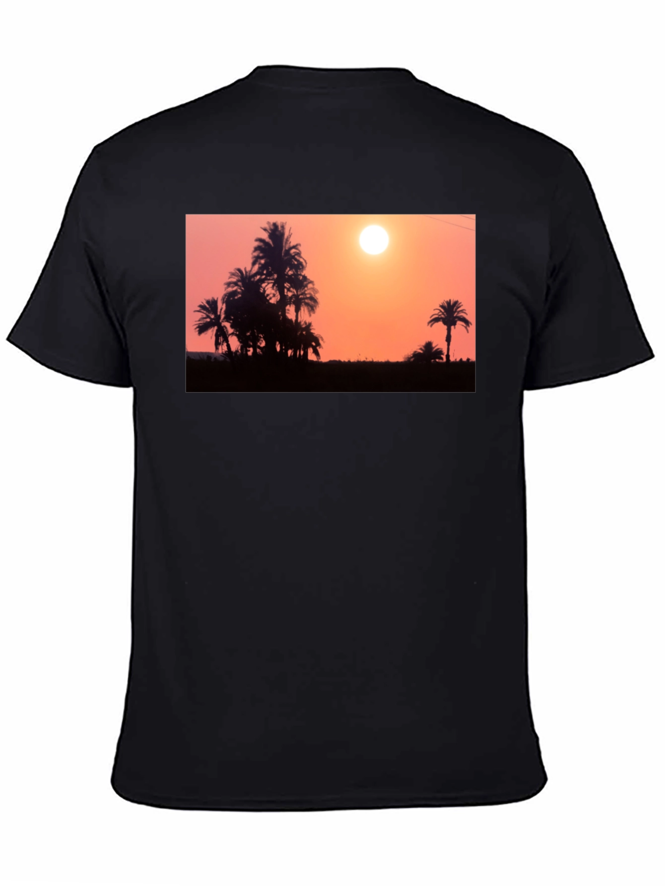 Sunset Palm Tree T-Shirt - Black