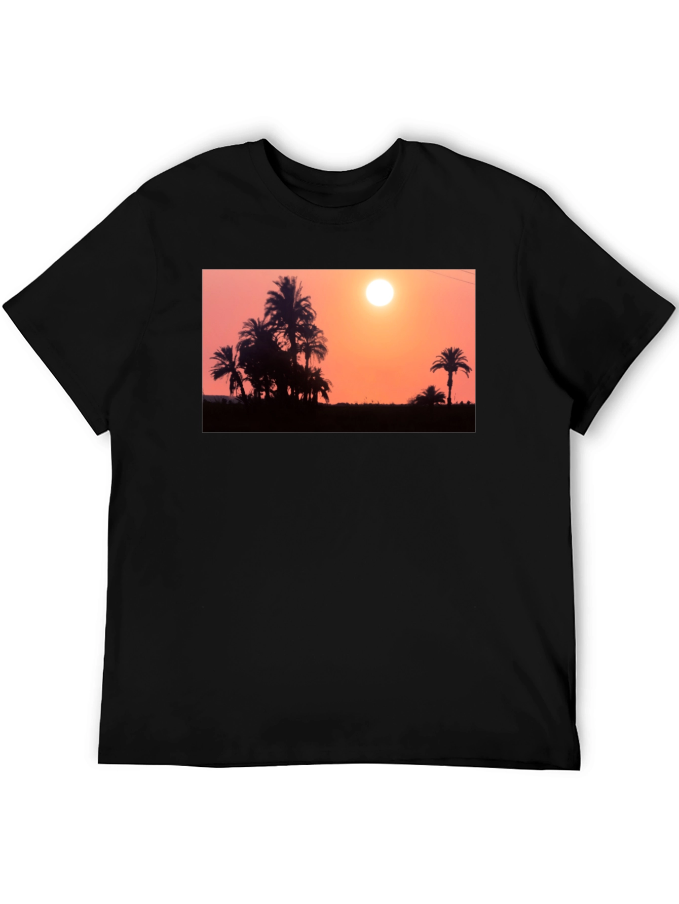 Sunset Palm Tree T-Shirt - Black